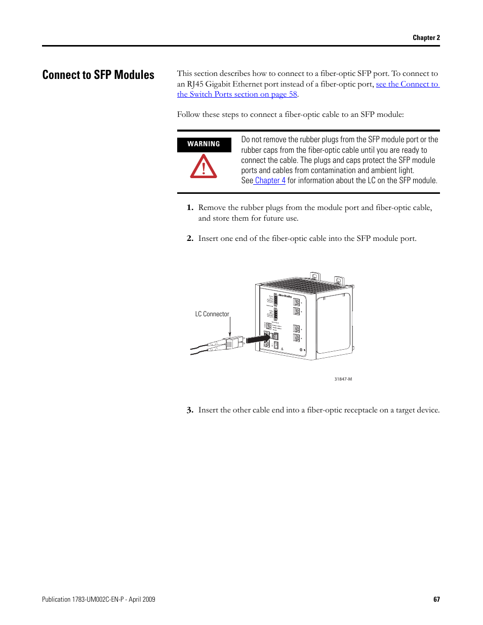Connect to sfp modules | Rockwell Tools STRATIX 8000 ETHERNET 1783-MS10T User Manual | Page 67 / 92
