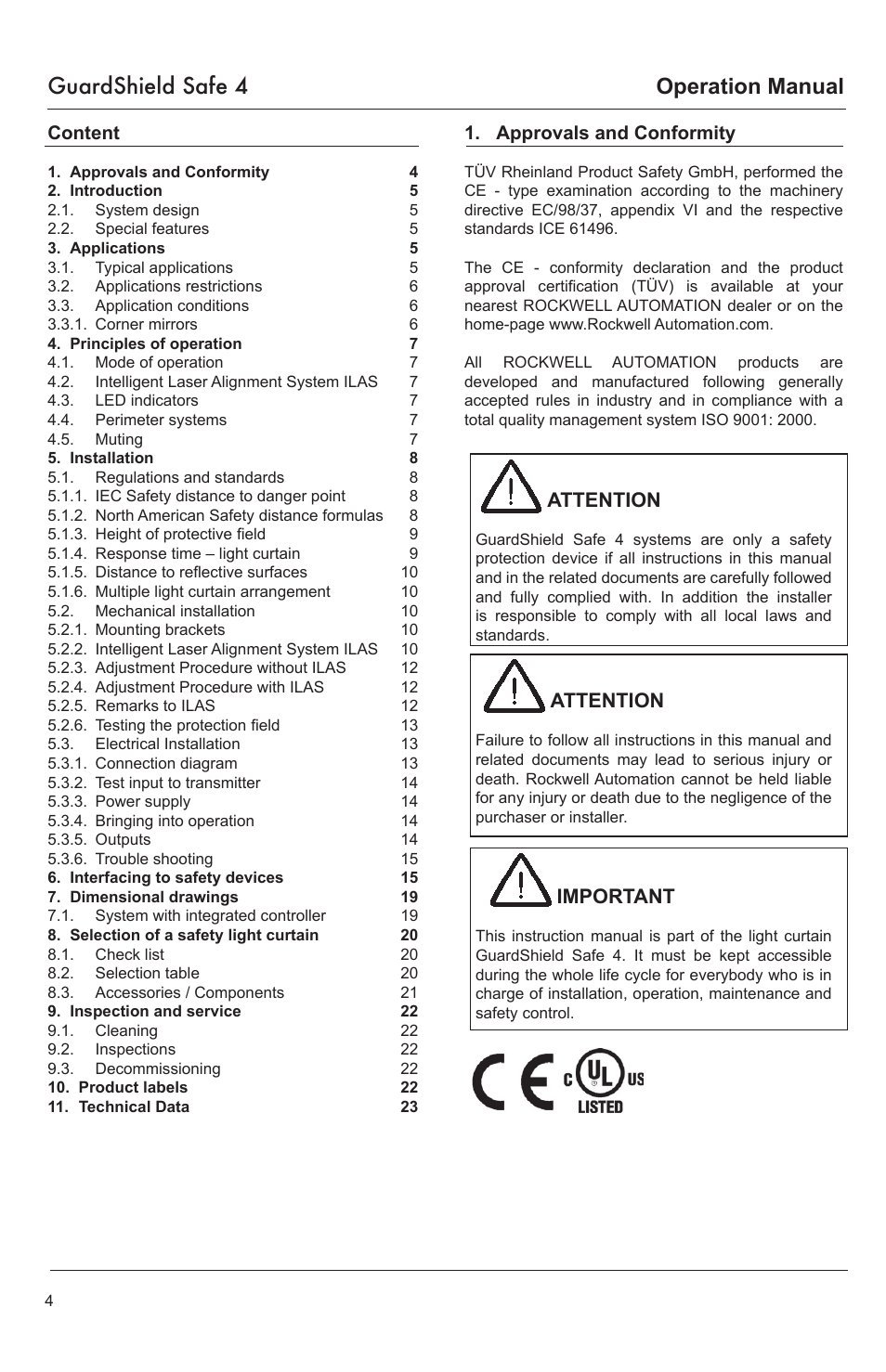 Guardshield safe 4, Operation manual | Rockwell Tools GUARDSHIELD SAFE 4 User Manual | Page 4 / 24