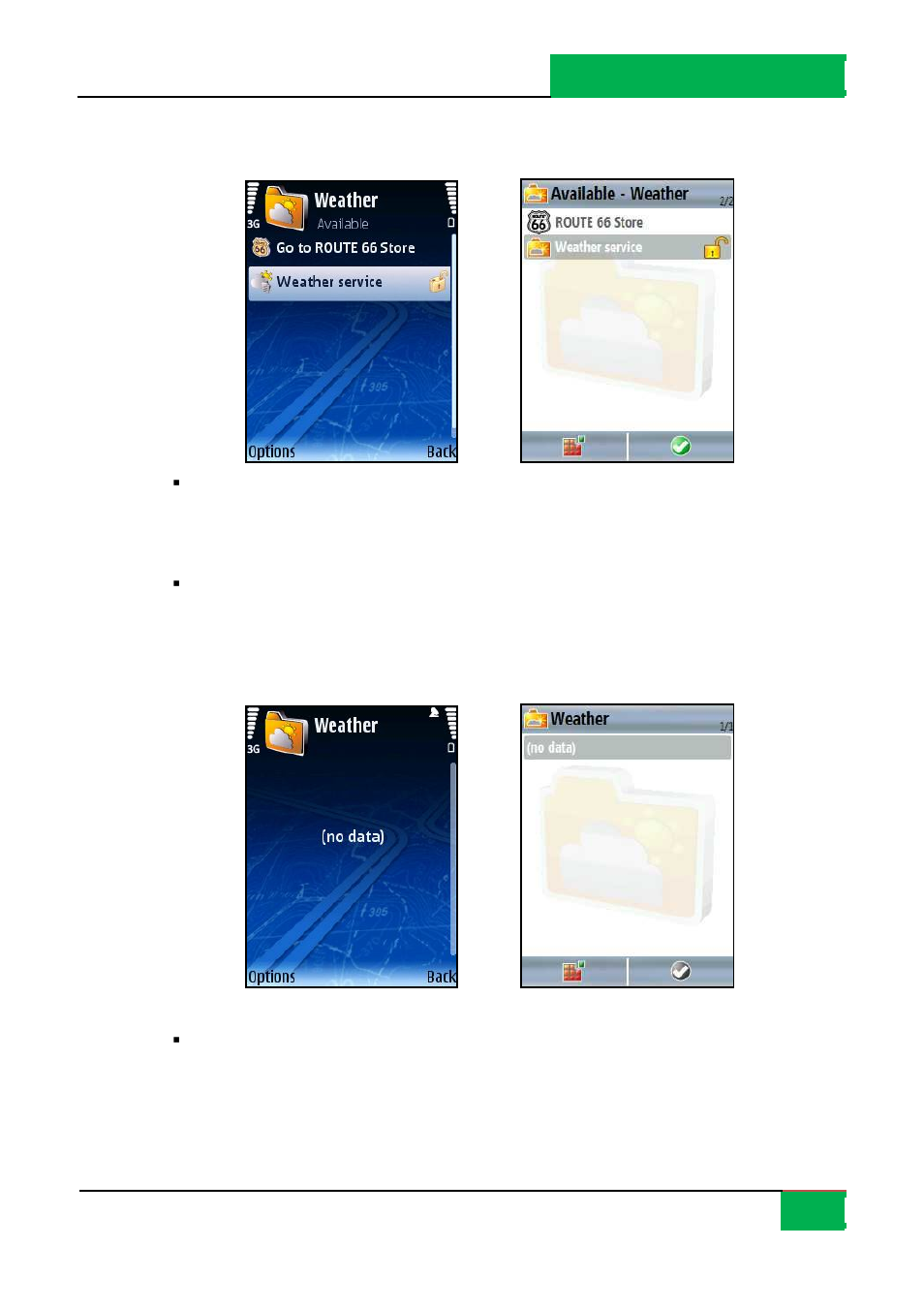 Open weather pack, Open a weather package | ROUTE 66 Mobile 8 User Manual | Page 59 / 114