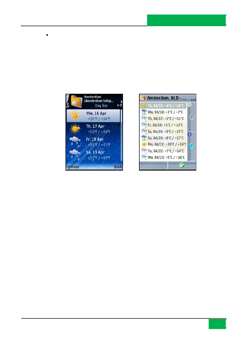 Weather: day list | ROUTE 66 Mobile 8 User Manual | Page 64 / 114