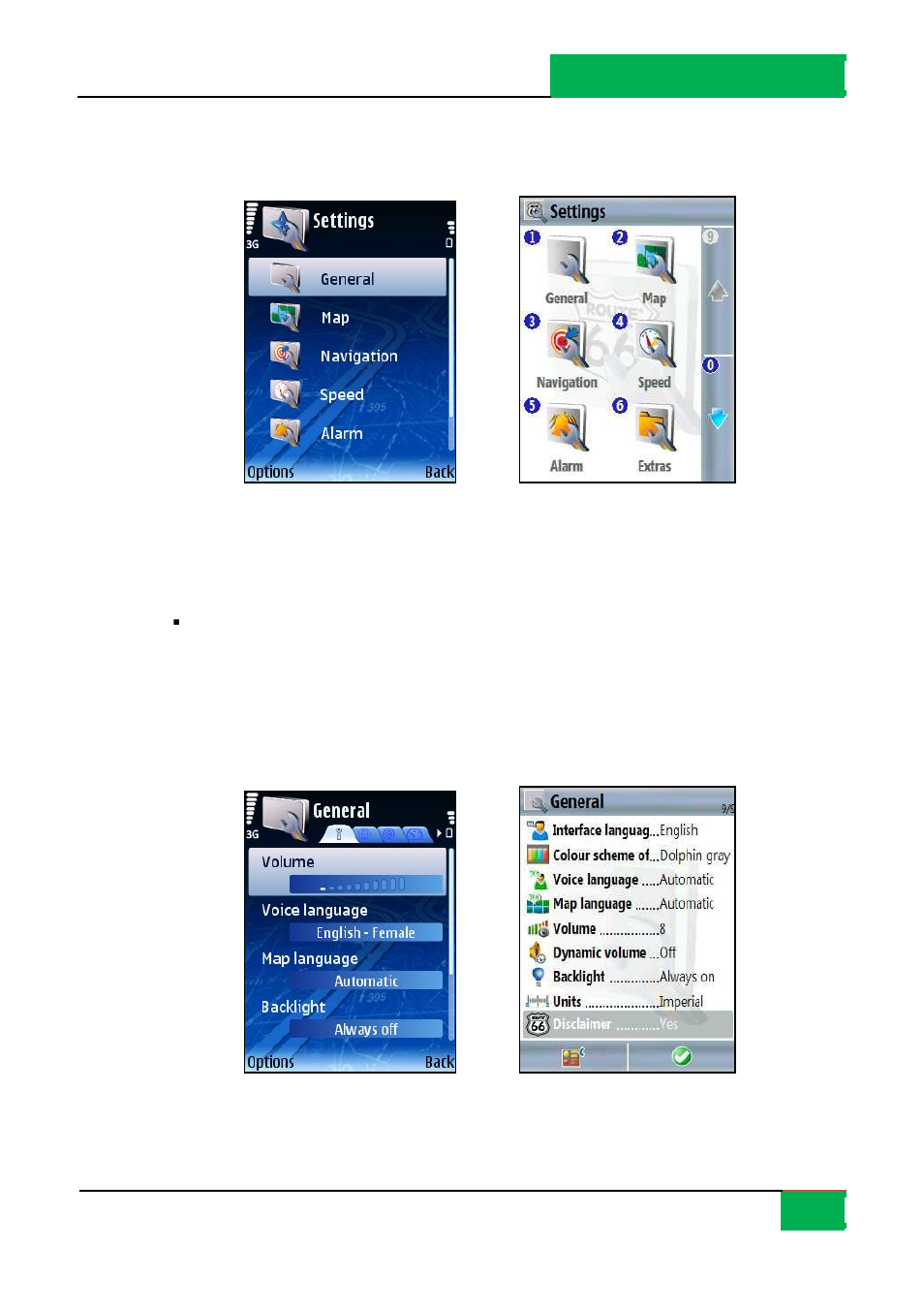 Settings, Settings: general | ROUTE 66 Mobile 8 User Manual | Page 76 / 114