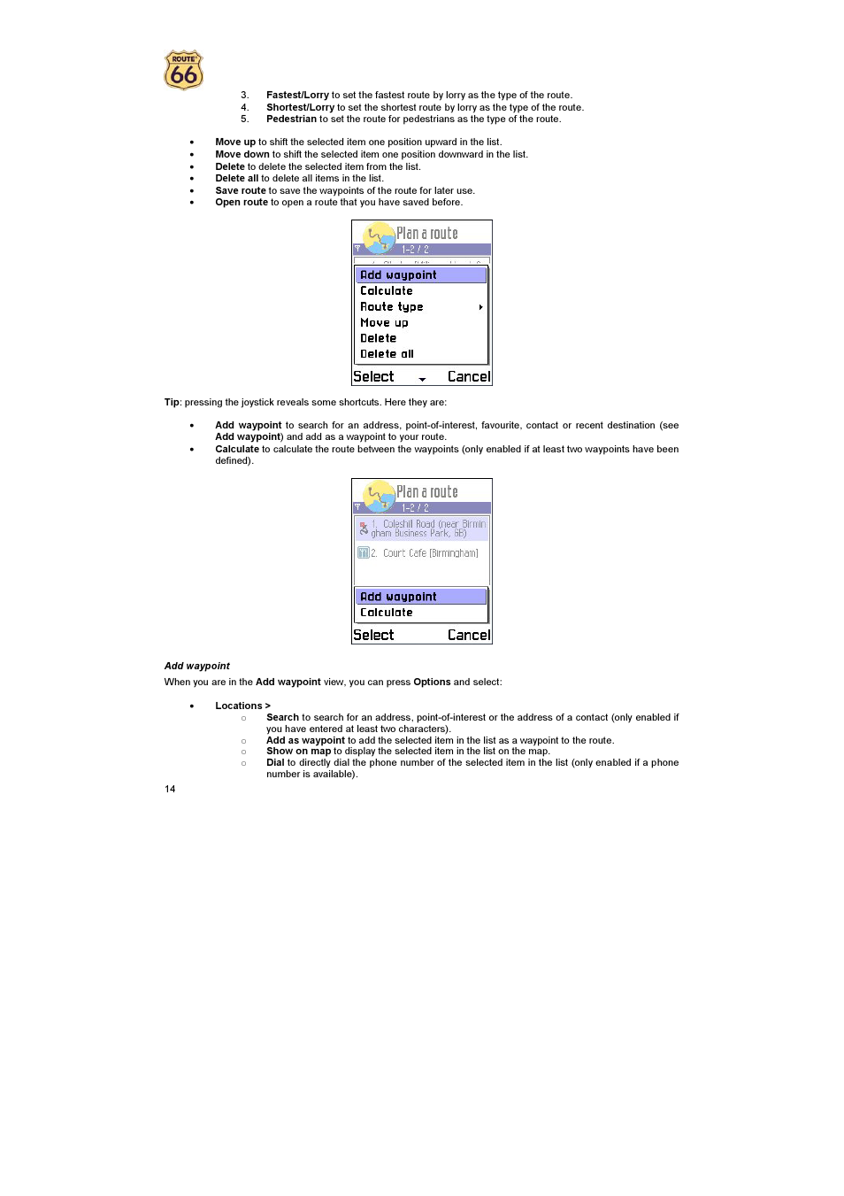 ROUTE 66 Mobile 2005 User Manual | Page 14 / 23