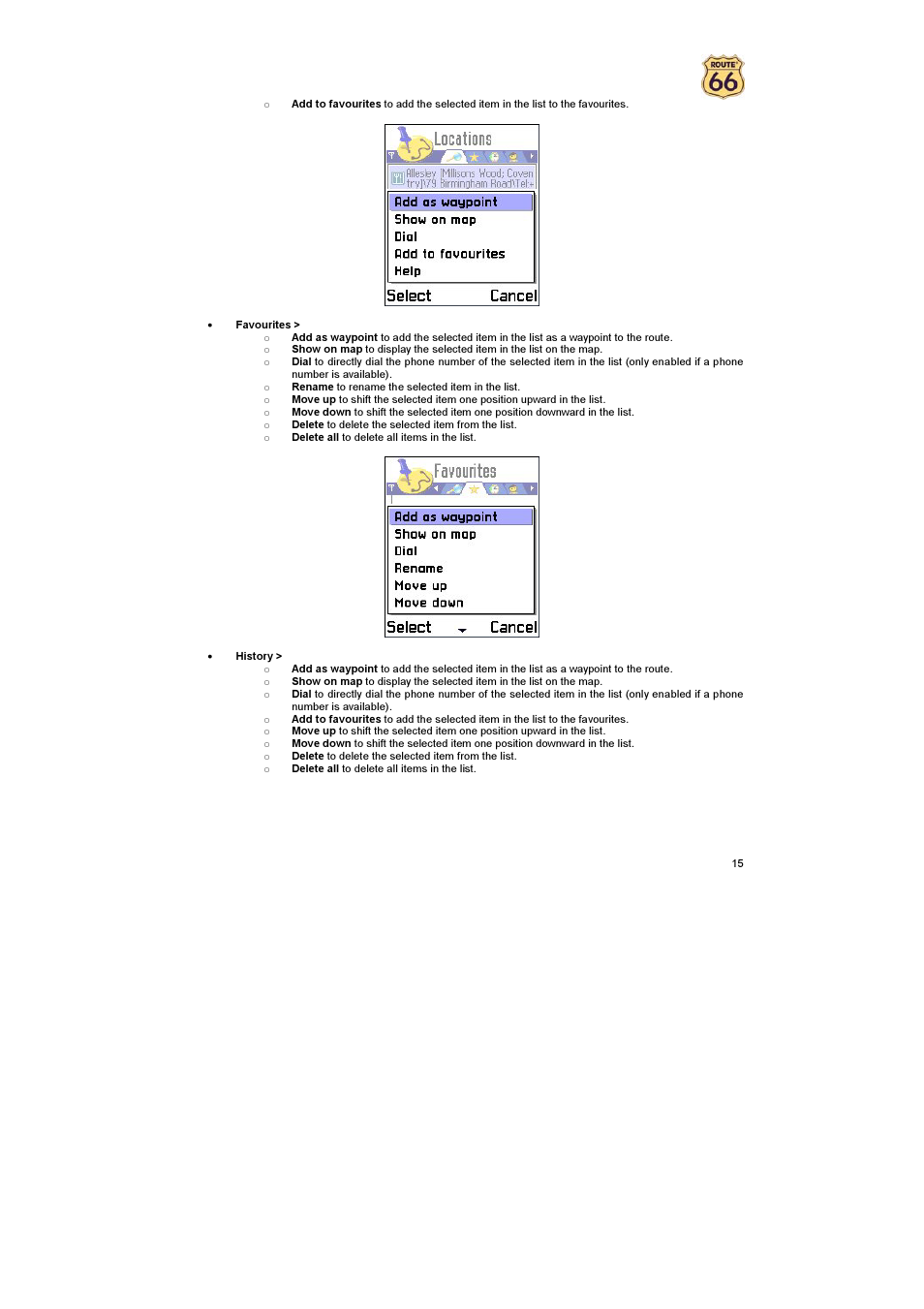 ROUTE 66 Mobile 2005 User Manual | Page 15 / 23