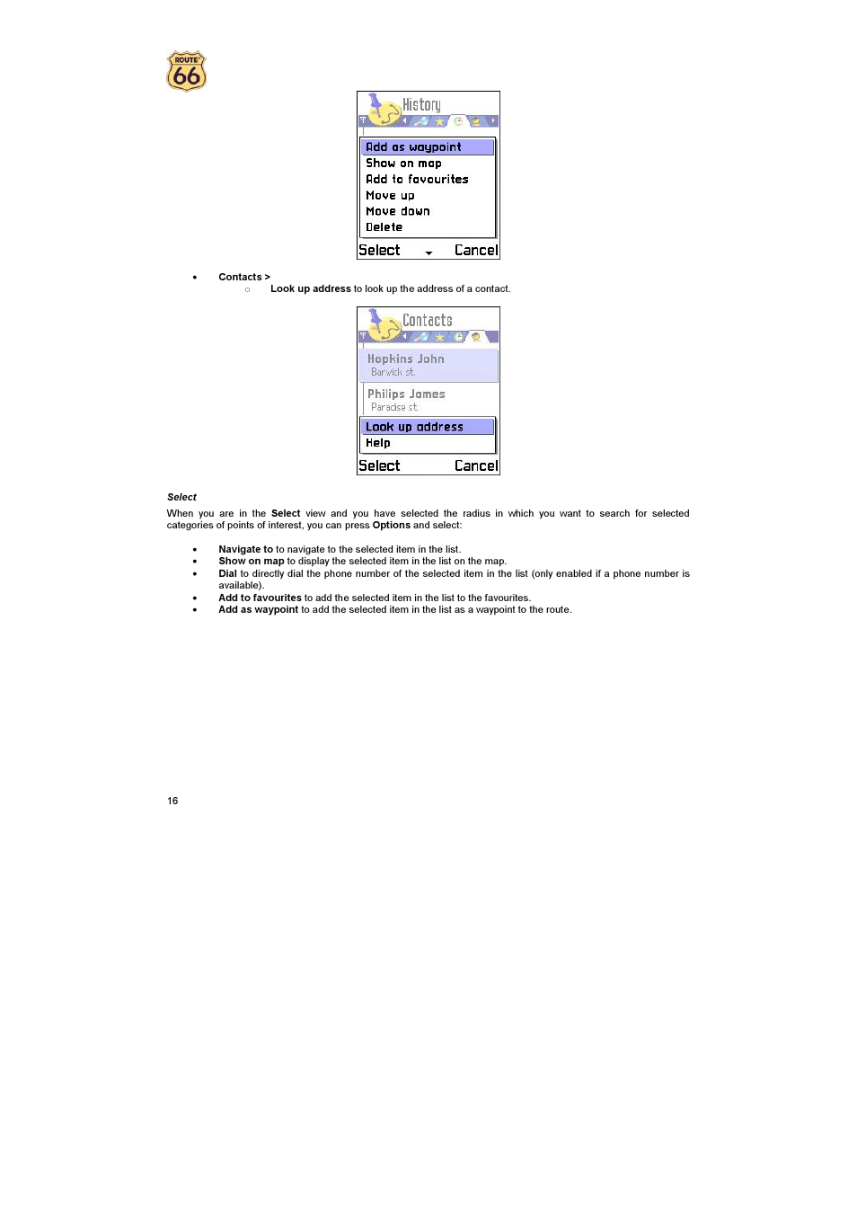 ROUTE 66 Mobile 2005 User Manual | Page 16 / 23