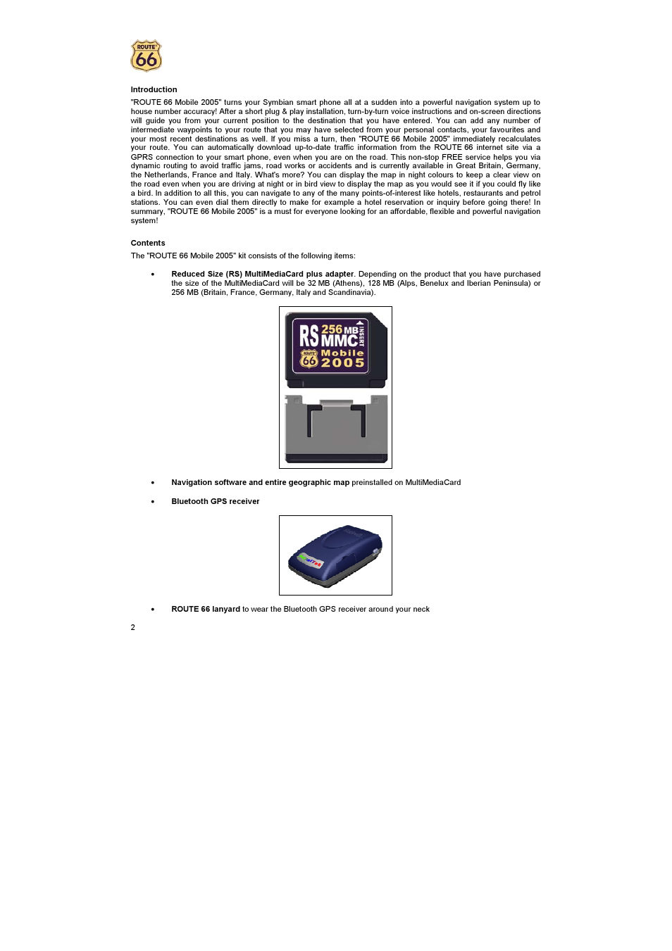 ROUTE 66 Mobile 2005 User Manual | Page 2 / 23