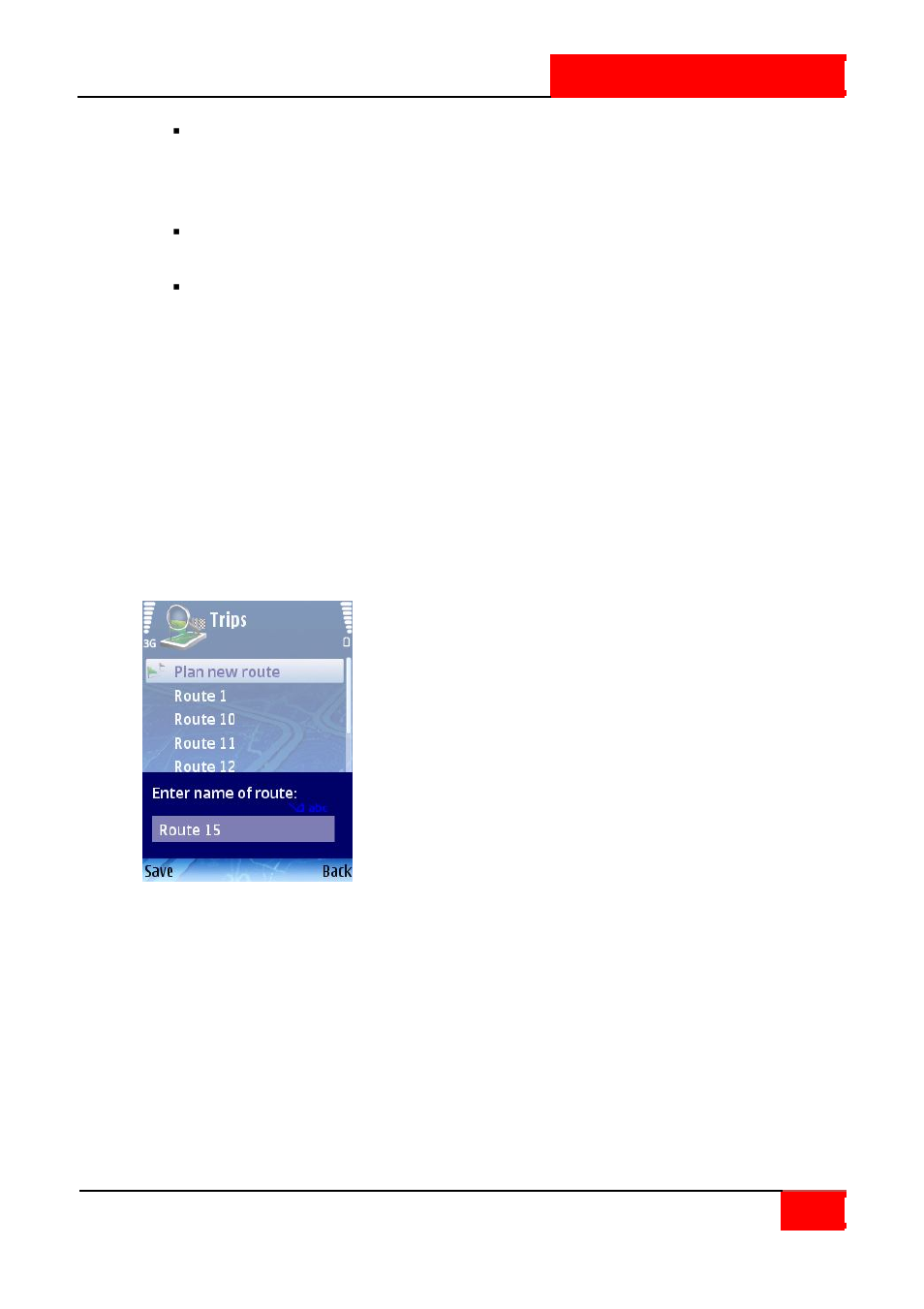 Enter route name | ROUTE 66 SYMBIAN S60 V3 User Manual | Page 20 / 114