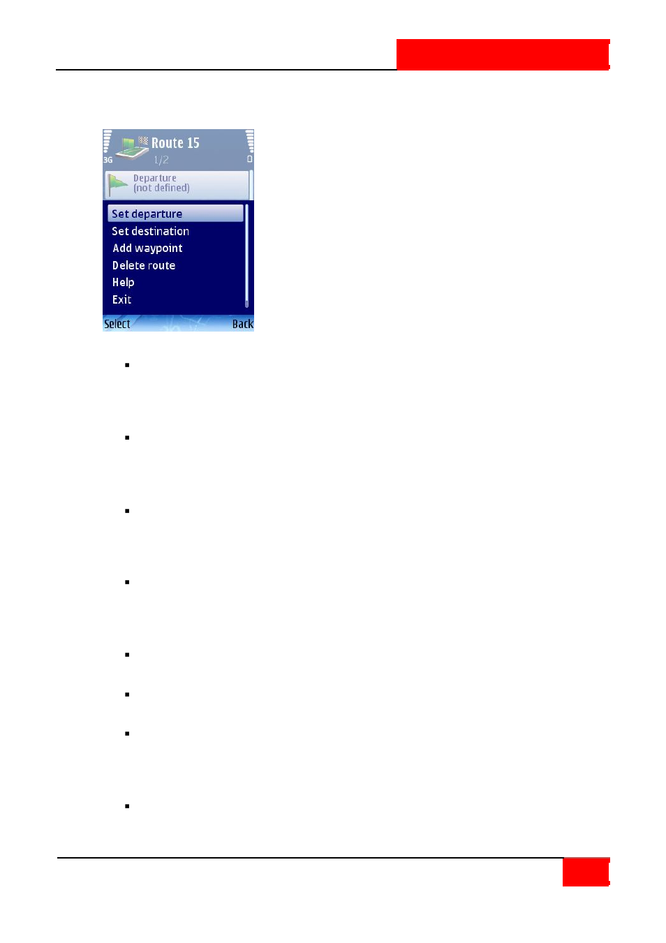 Define departure | ROUTE 66 SYMBIAN S60 V3 User Manual | Page 21 / 114