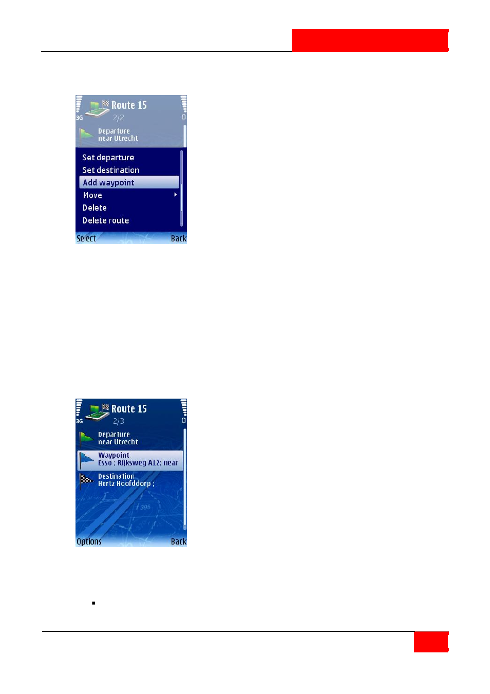 Add waypoint, Open a trip | ROUTE 66 SYMBIAN S60 V3 User Manual | Page 23 / 114