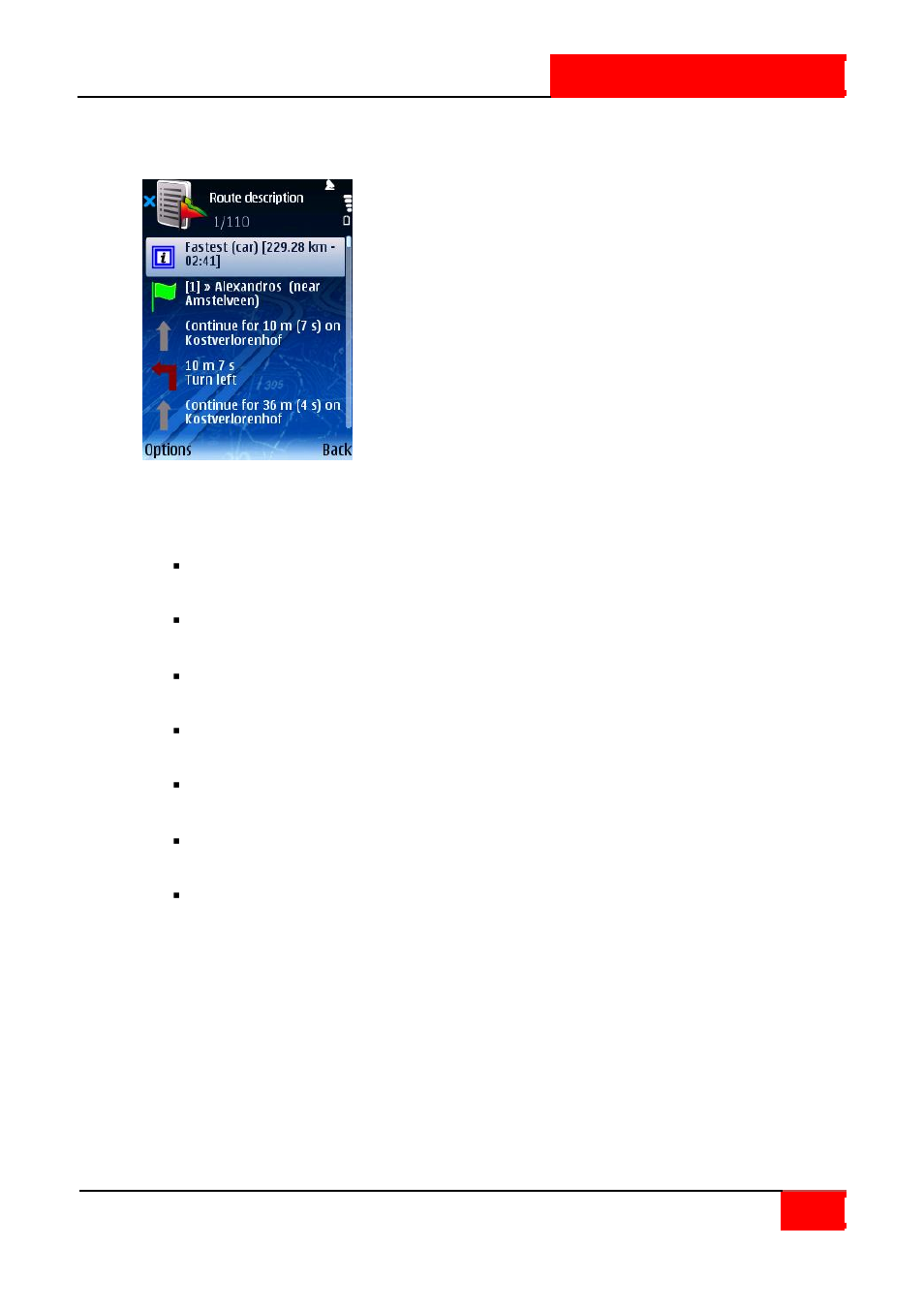 Route description | ROUTE 66 SYMBIAN S60 V3 User Manual | Page 29 / 114