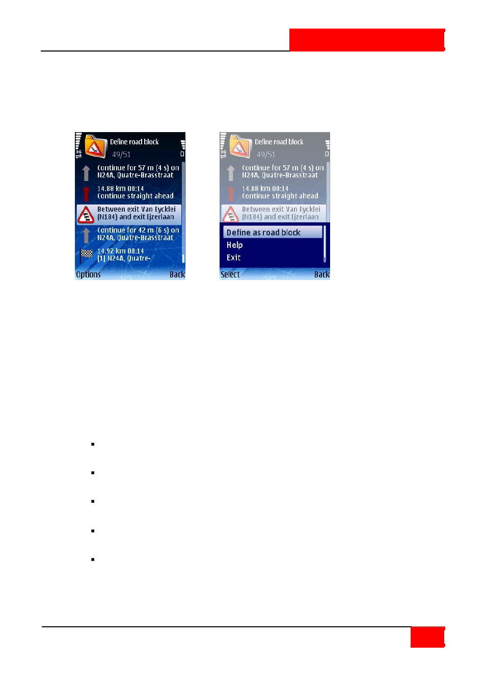 Avoid incident, Send information | ROUTE 66 SYMBIAN S60 V3 User Manual | Page 31 / 114