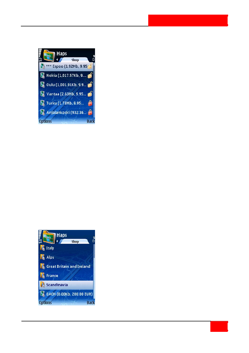 Change current map, Locate maps | ROUTE 66 SYMBIAN S60 V3 User Manual | Page 46 / 114