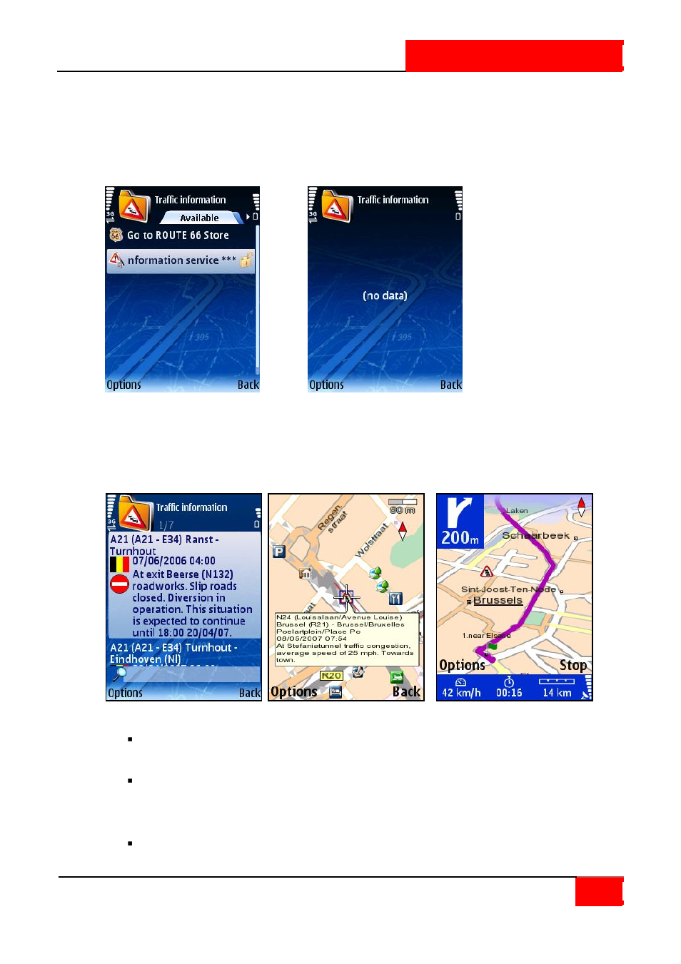 Use traffic service | ROUTE 66 SYMBIAN S60 V3 User Manual | Page 51 / 114