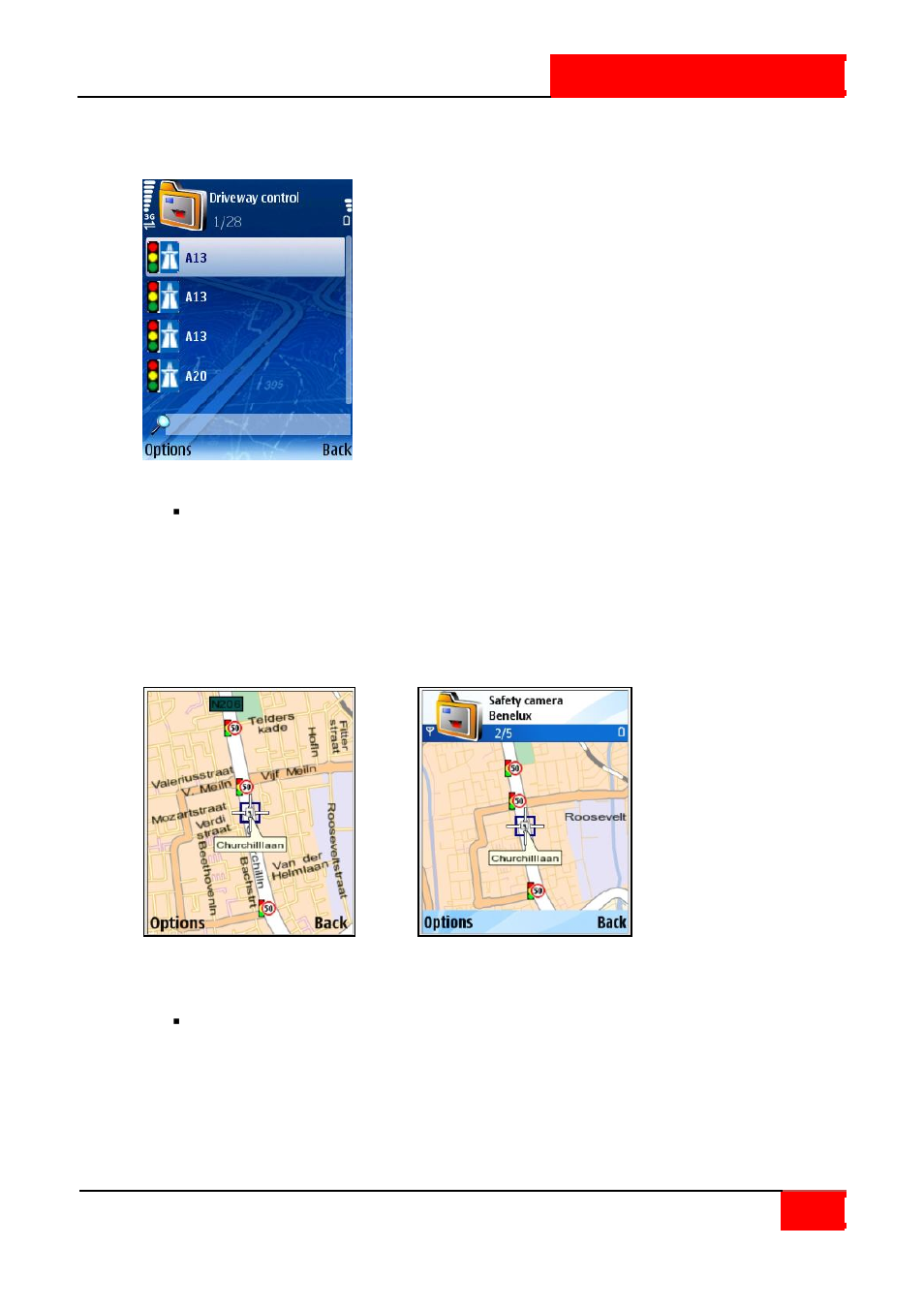 Select and display camera, Use safety cameras | ROUTE 66 SYMBIAN S60 V3 User Manual | Page 57 / 114