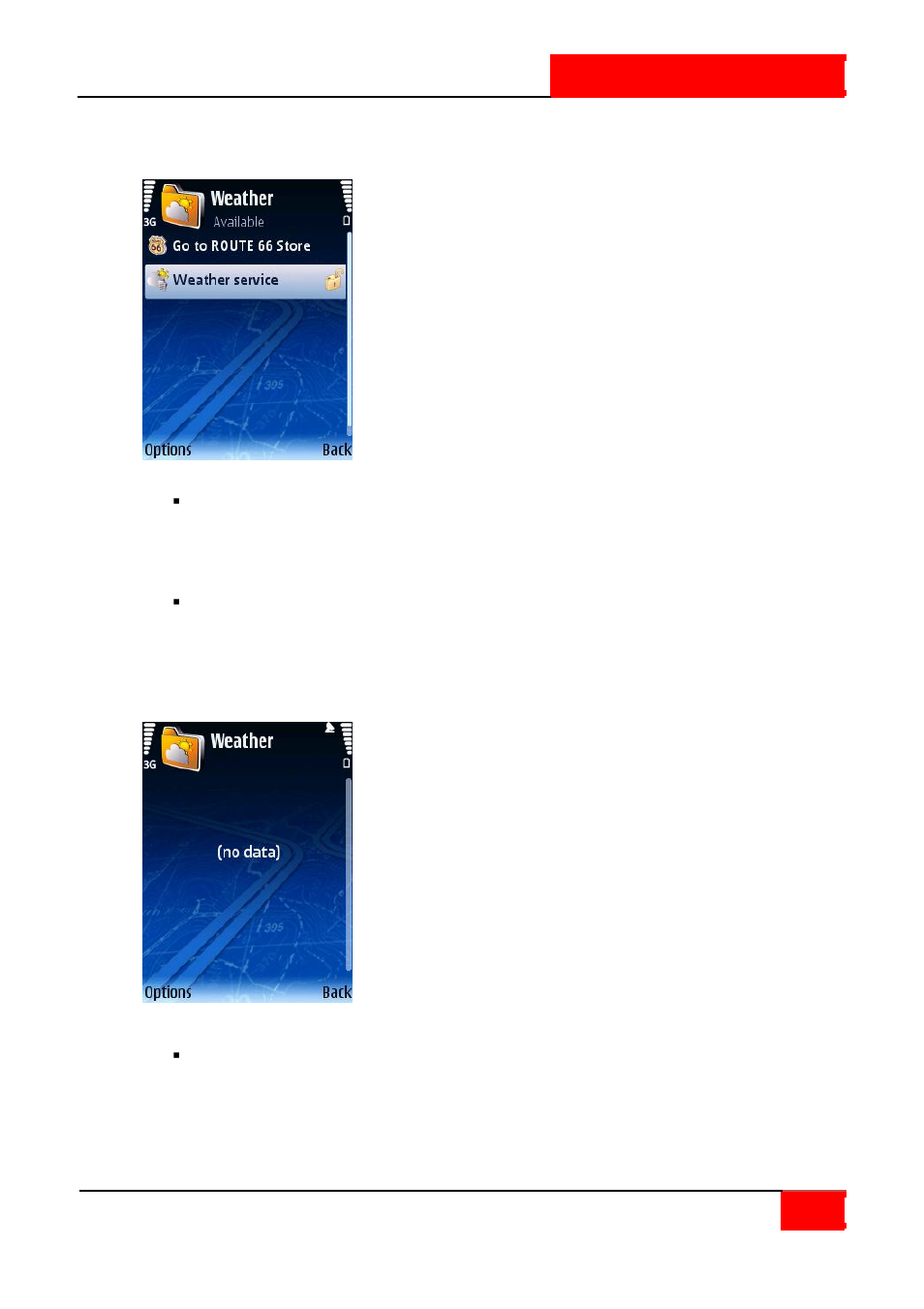 Open weather pack, Open a weather package | ROUTE 66 SYMBIAN S60 V3 User Manual | Page 61 / 114