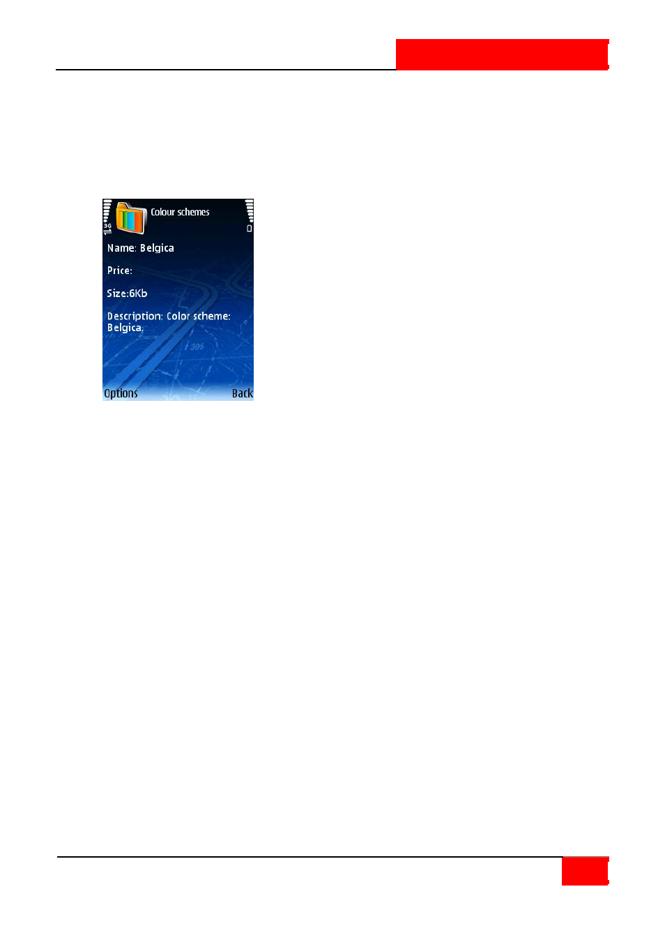 Display colour scheme information, Download colour scheme, Activate colour schemes | ROUTE 66 SYMBIAN S60 V3 User Manual | Page 71 / 114