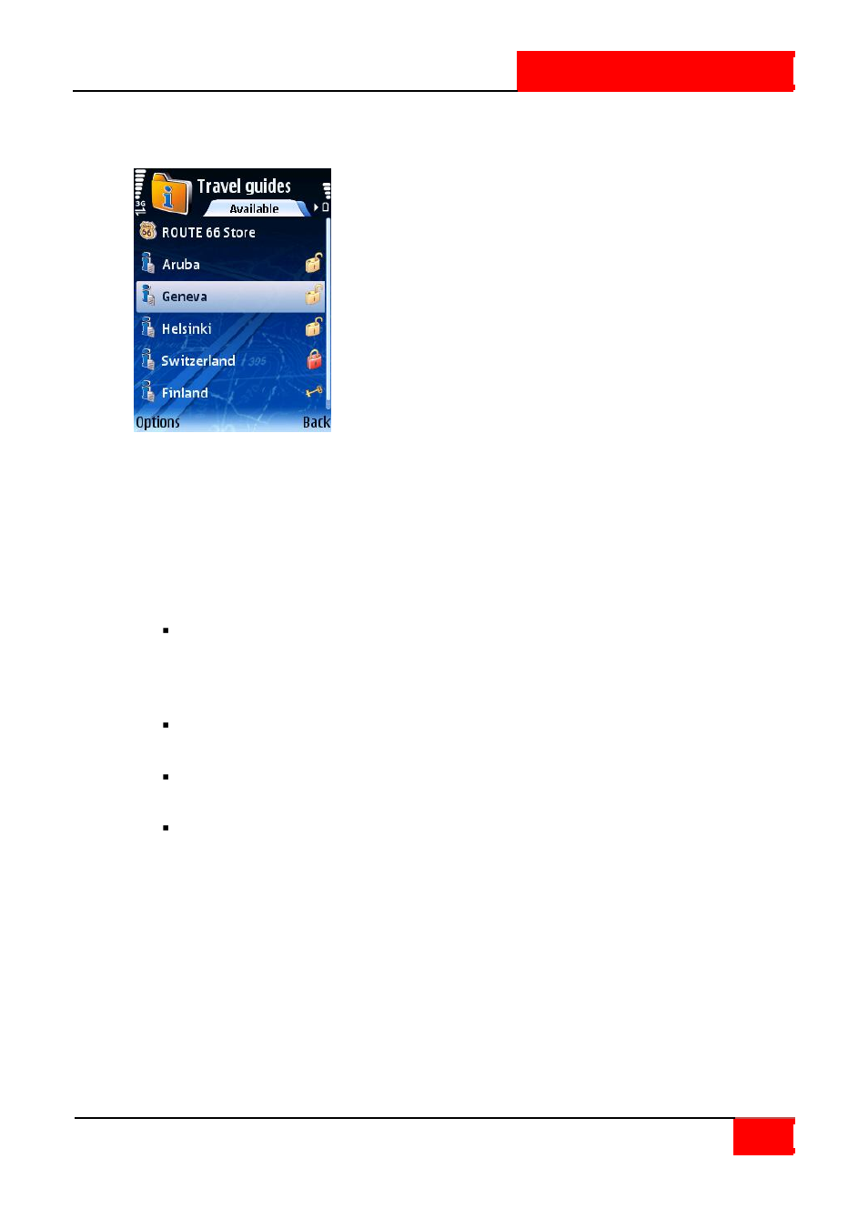 Use travel guides | ROUTE 66 SYMBIAN S60 V3 User Manual | Page 77 / 114