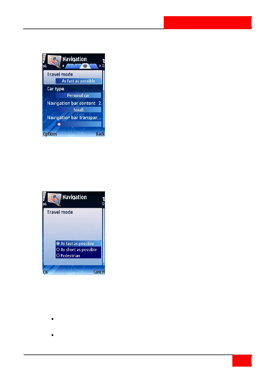 Settings: navigation, Travel mode | ROUTE 66 SYMBIAN S60 V3 User Manual | Page 90 / 114