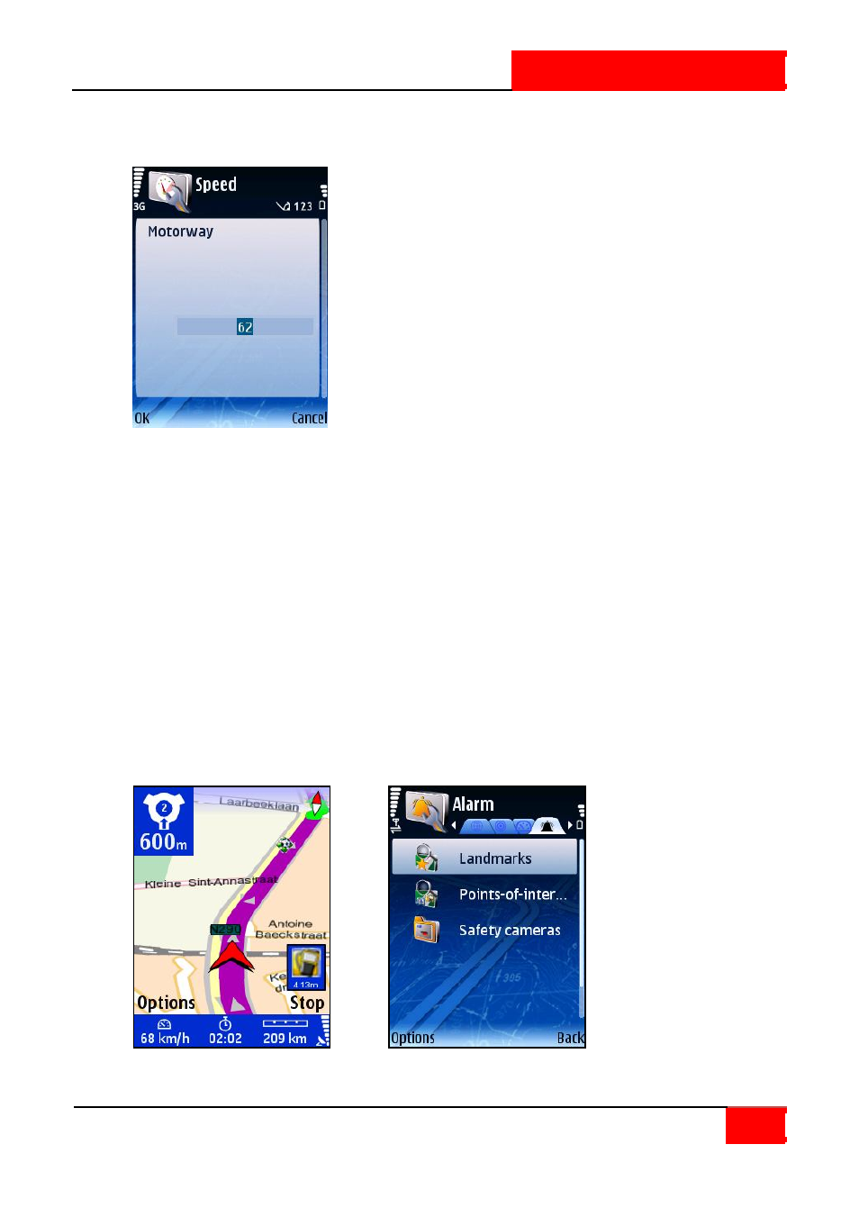 Speed: advanced - edit, Settings: alarm | ROUTE 66 SYMBIAN S60 V3 User Manual | Page 99 / 114