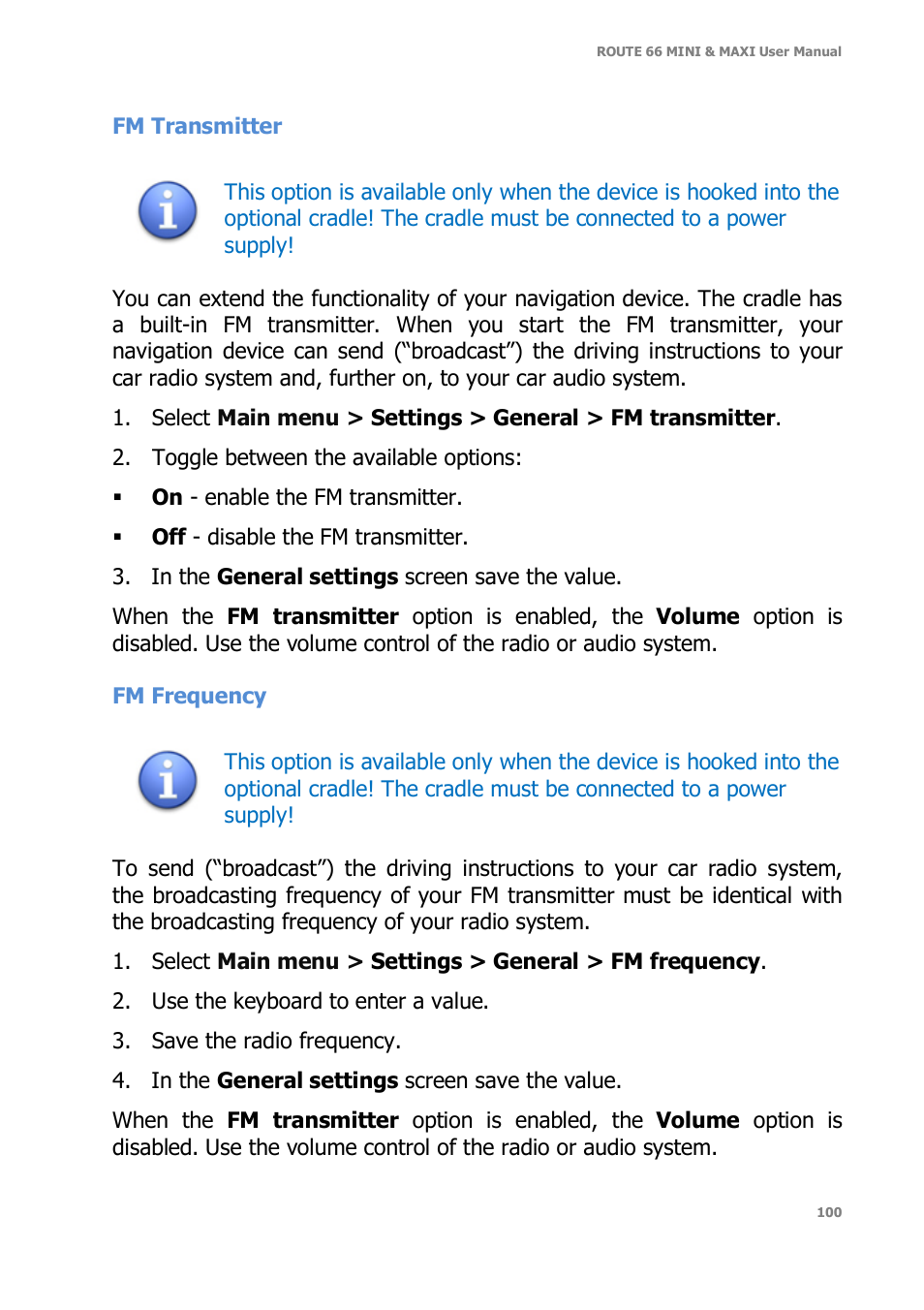 ROUTE 66 Mini Maxi User Manual | Page 100 / 128