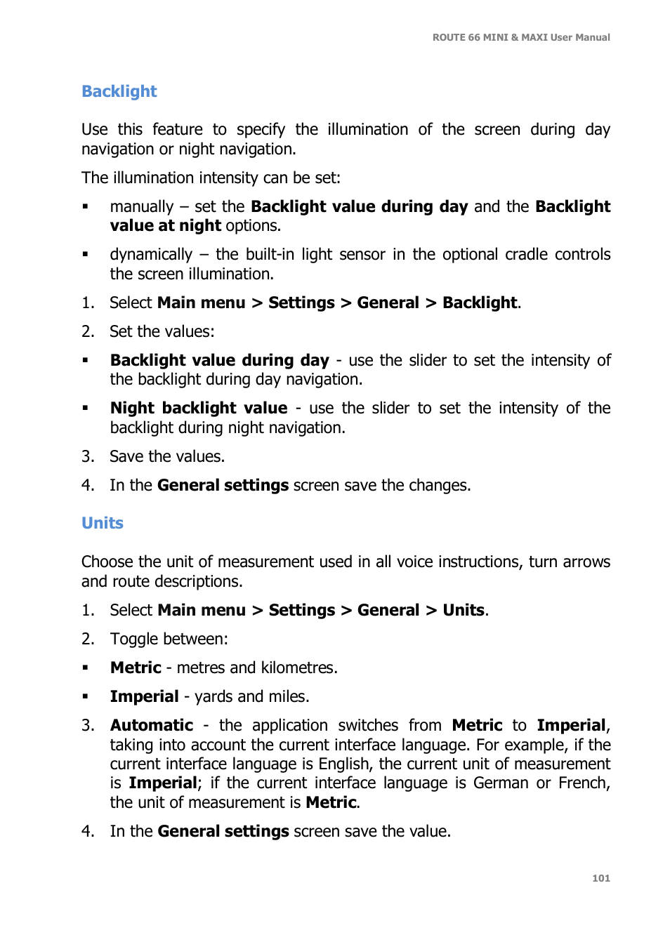 ROUTE 66 Mini Maxi User Manual | Page 101 / 128