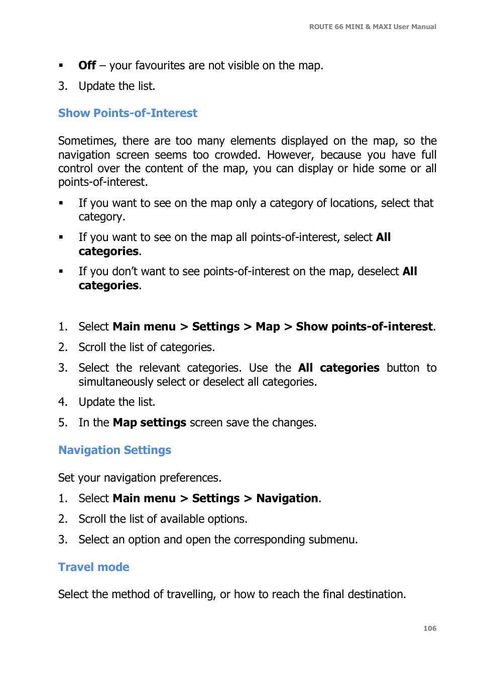 ROUTE 66 Mini Maxi User Manual | Page 106 / 128