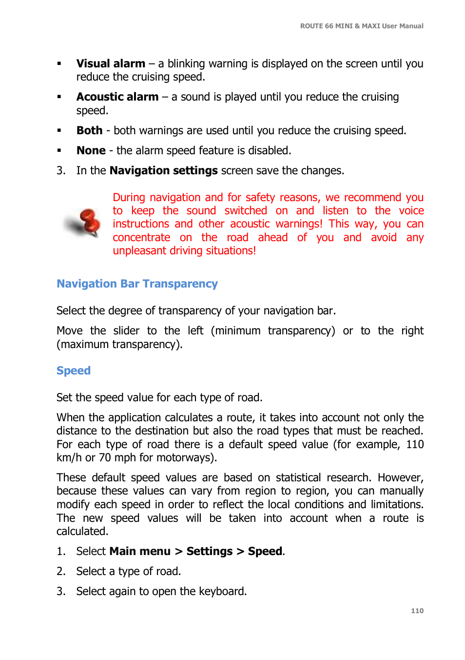 ROUTE 66 Mini Maxi User Manual | Page 110 / 128