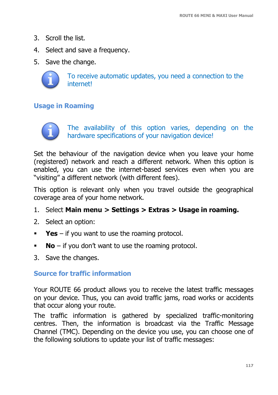 ROUTE 66 Mini Maxi User Manual | Page 117 / 128