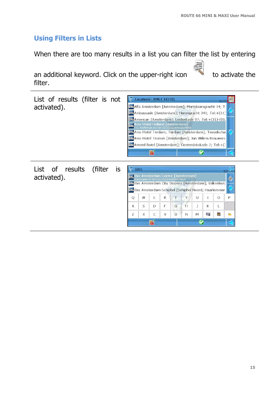 ROUTE 66 Mini Maxi User Manual | Page 15 / 128