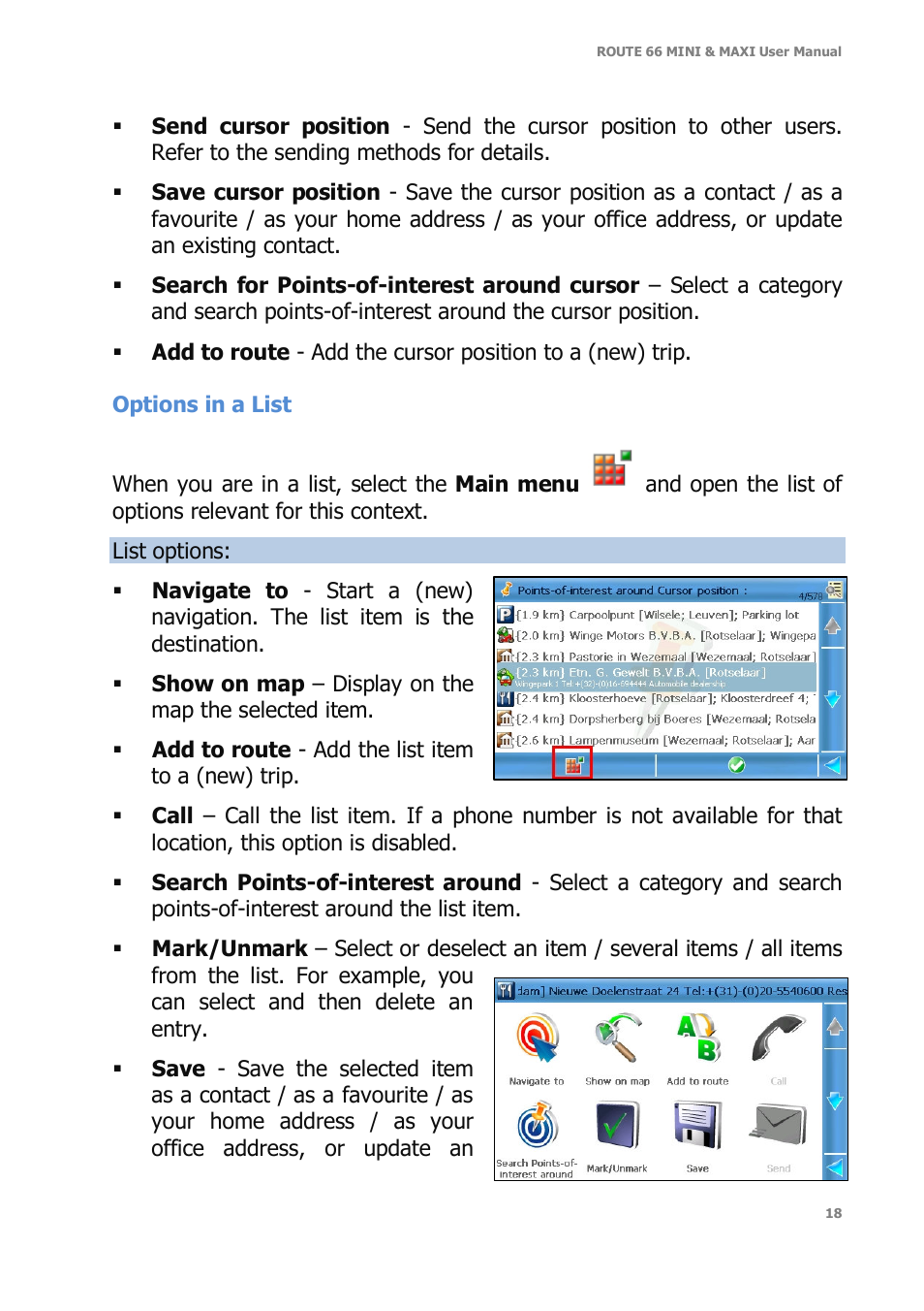 ROUTE 66 Mini Maxi User Manual | Page 18 / 128