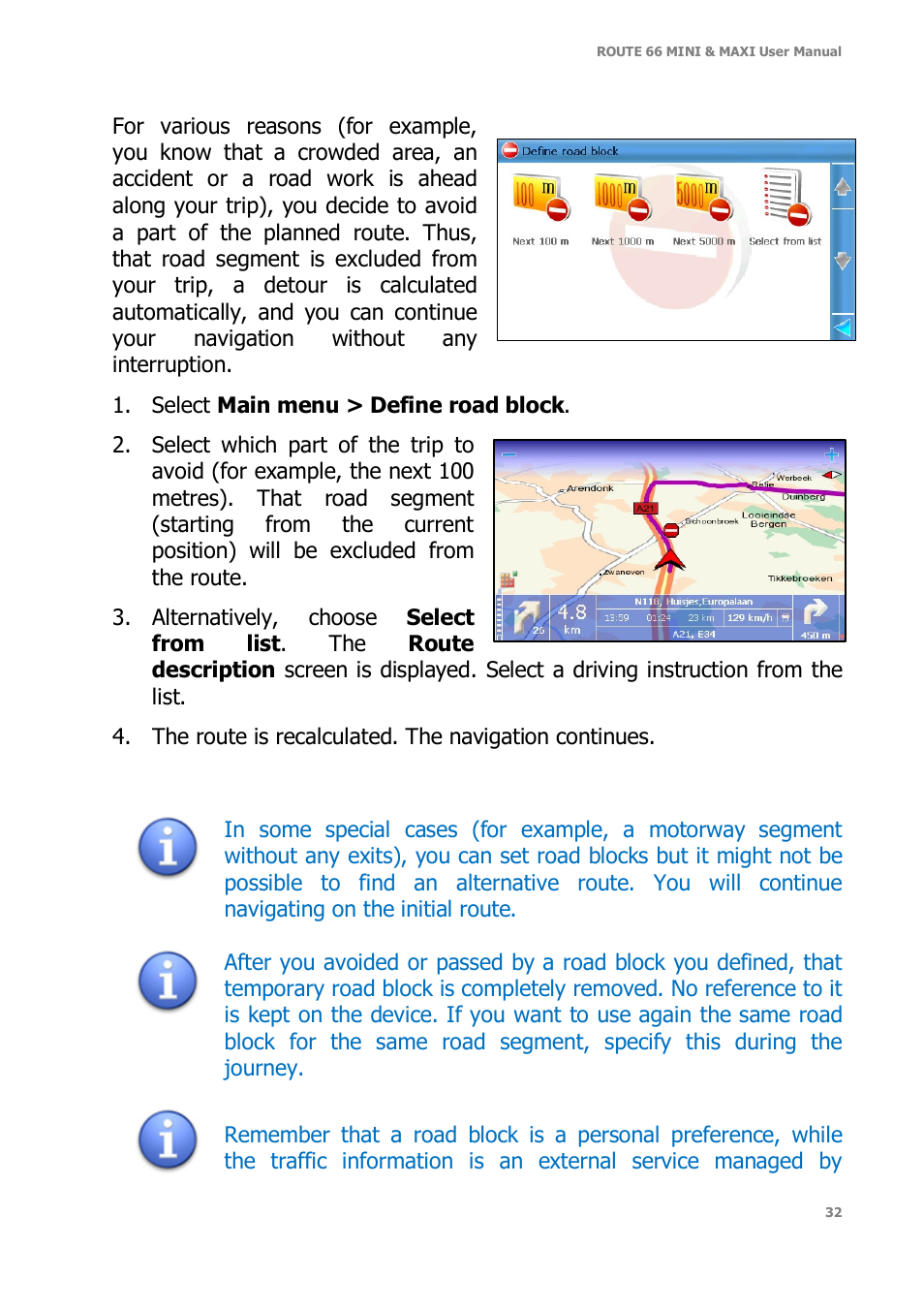 ROUTE 66 Mini Maxi User Manual | Page 32 / 128