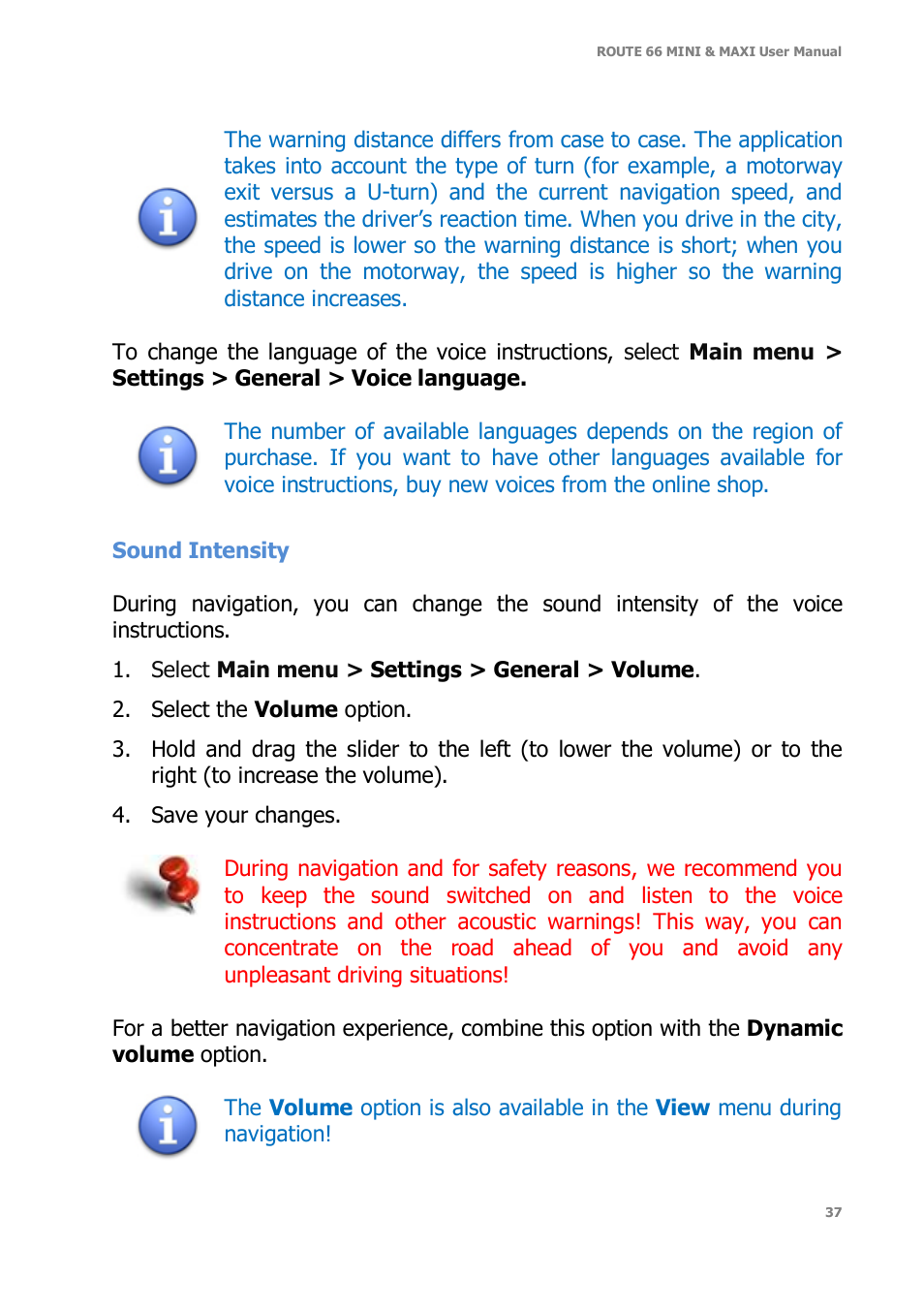 ROUTE 66 Mini Maxi User Manual | Page 37 / 128