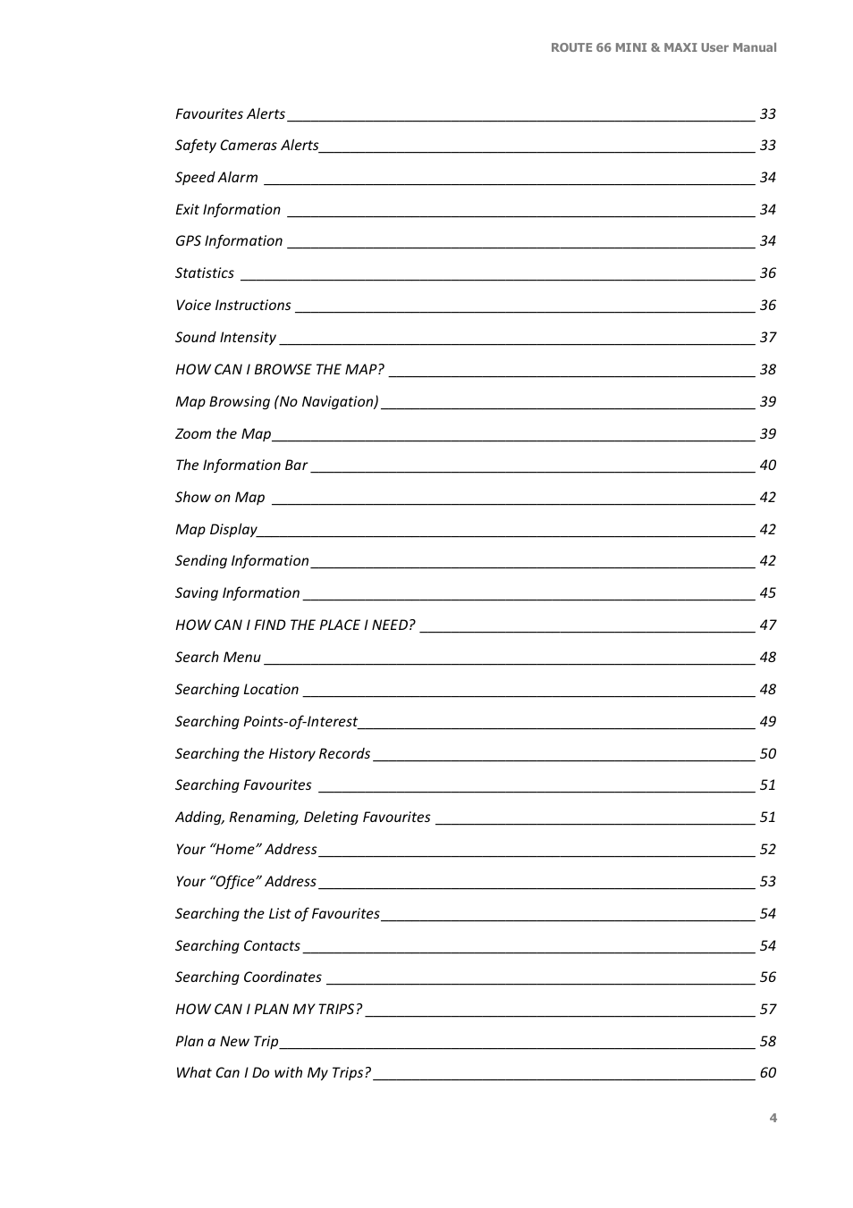 ROUTE 66 Mini Maxi User Manual | Page 4 / 128