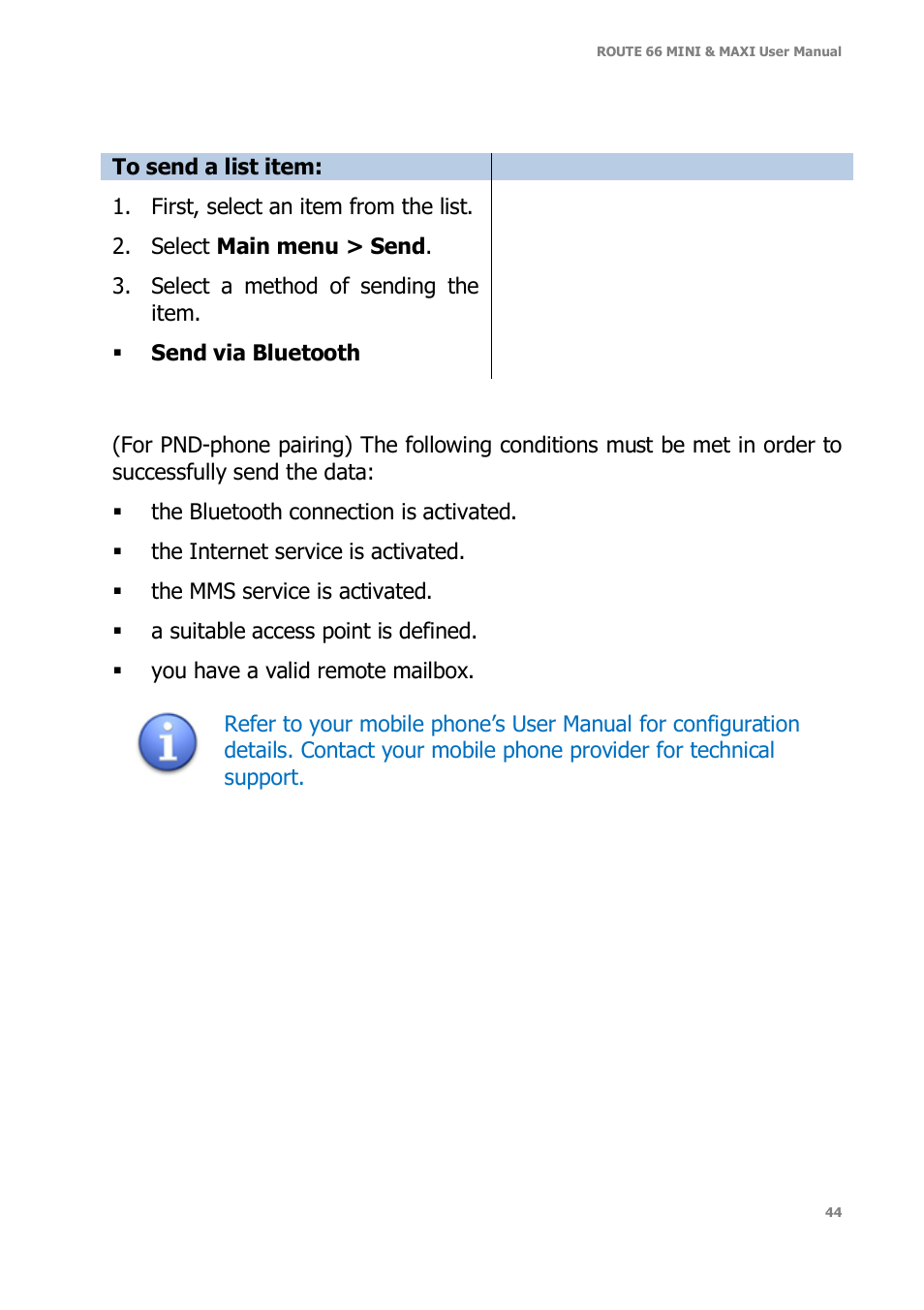 ROUTE 66 Mini Maxi User Manual | Page 44 / 128
