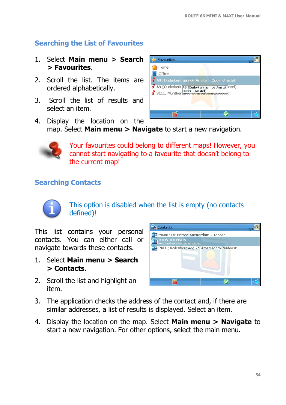 ROUTE 66 Mini Maxi User Manual | Page 54 / 128