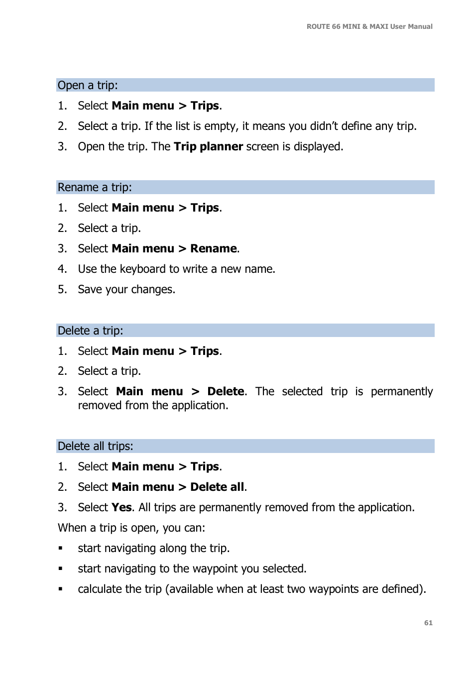 ROUTE 66 Mini Maxi User Manual | Page 61 / 128