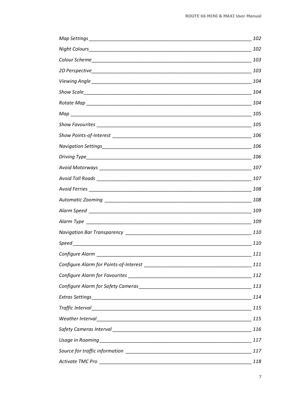 ROUTE 66 Mini Maxi User Manual | Page 7 / 128