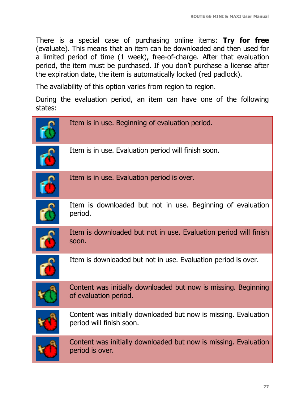 ROUTE 66 Mini Maxi User Manual | Page 77 / 128
