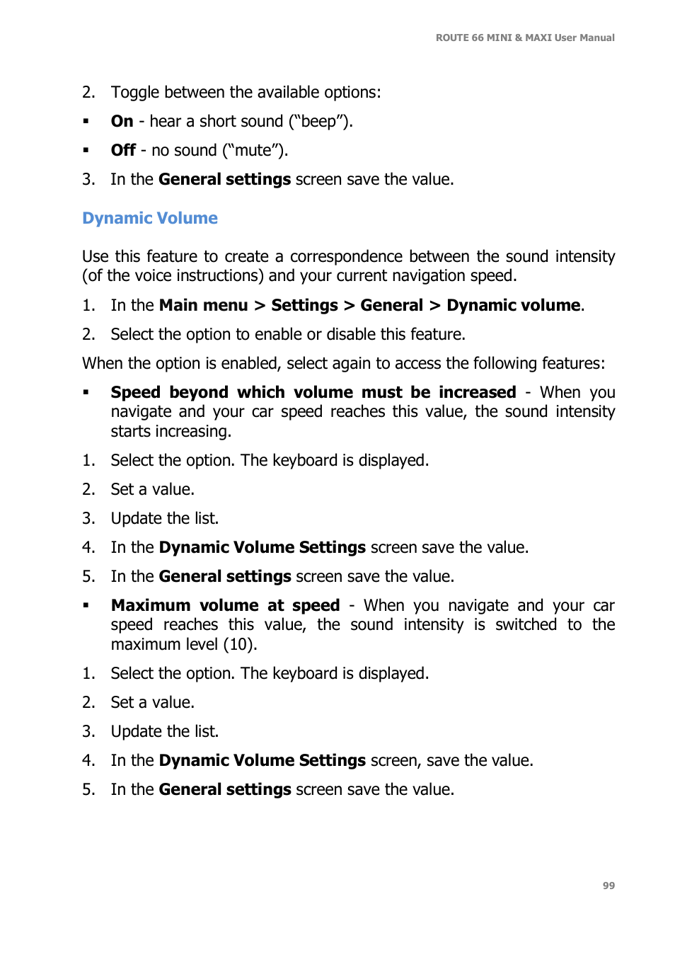 ROUTE 66 Mini Maxi User Manual | Page 99 / 128