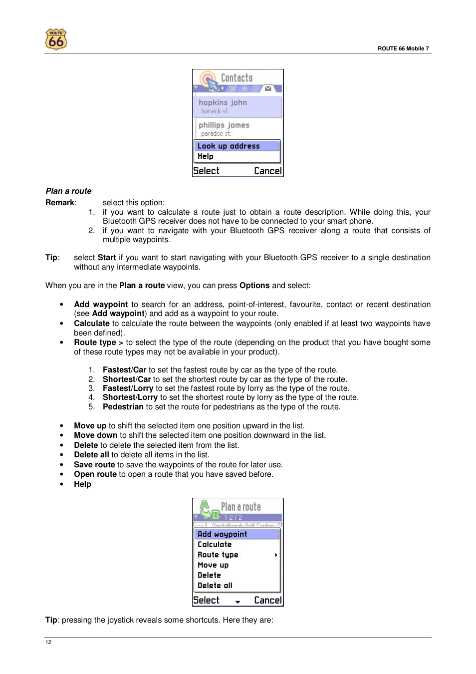 ROUTE 66 Mobile 7 User Manual | Page 12 / 21