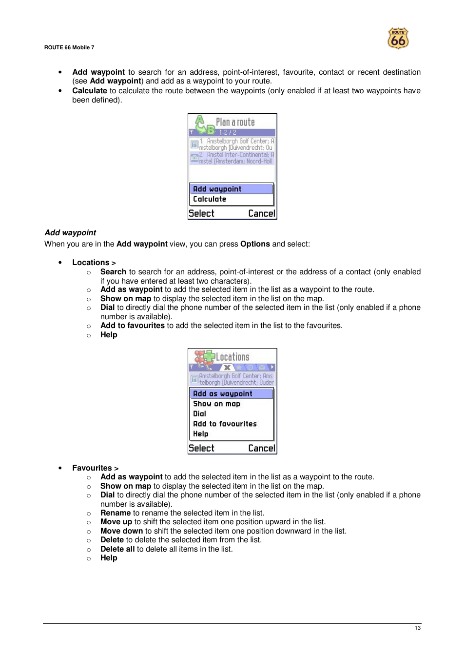ROUTE 66 Mobile 7 User Manual | Page 13 / 21