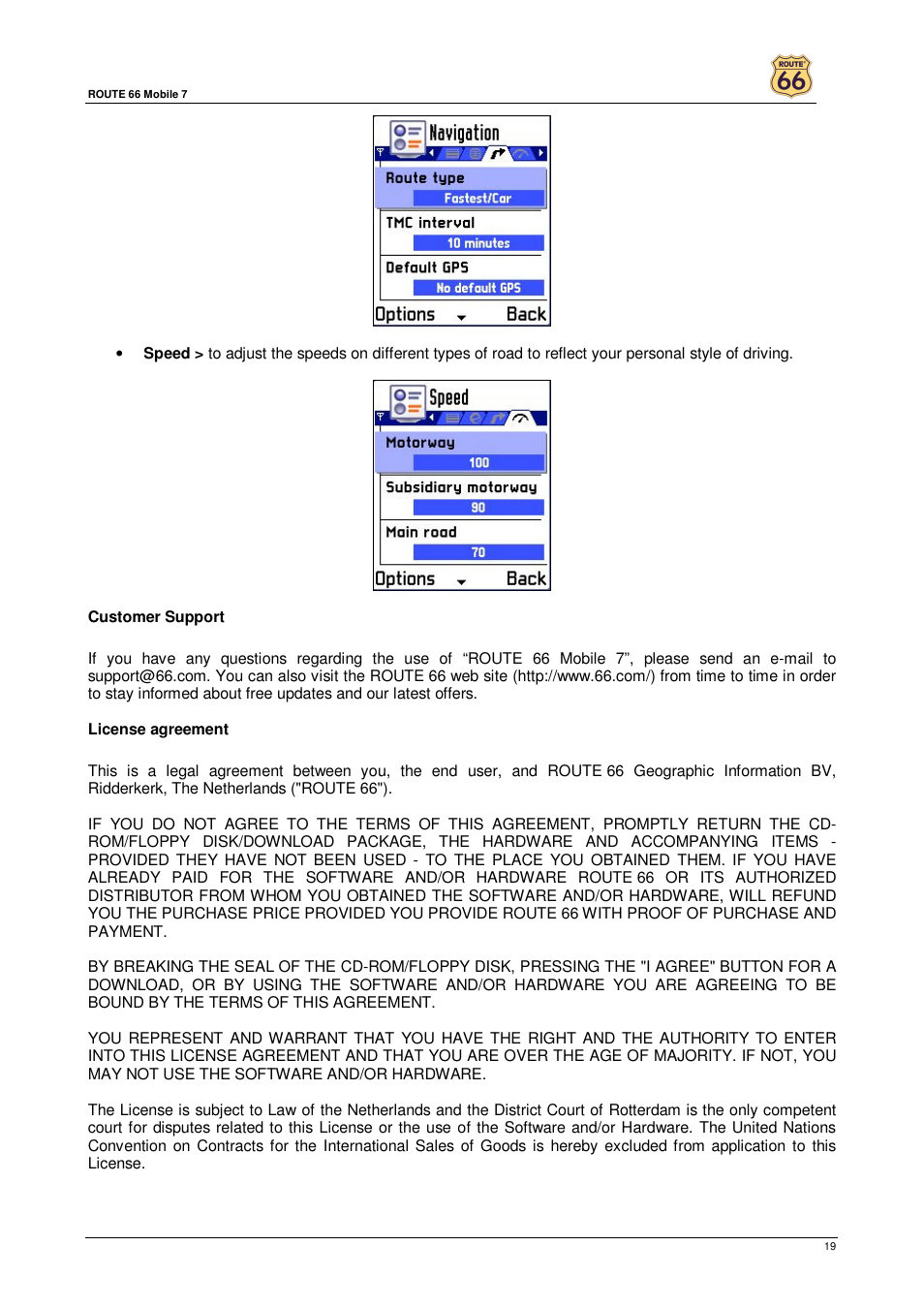 ROUTE 66 Mobile 7 User Manual | Page 19 / 21