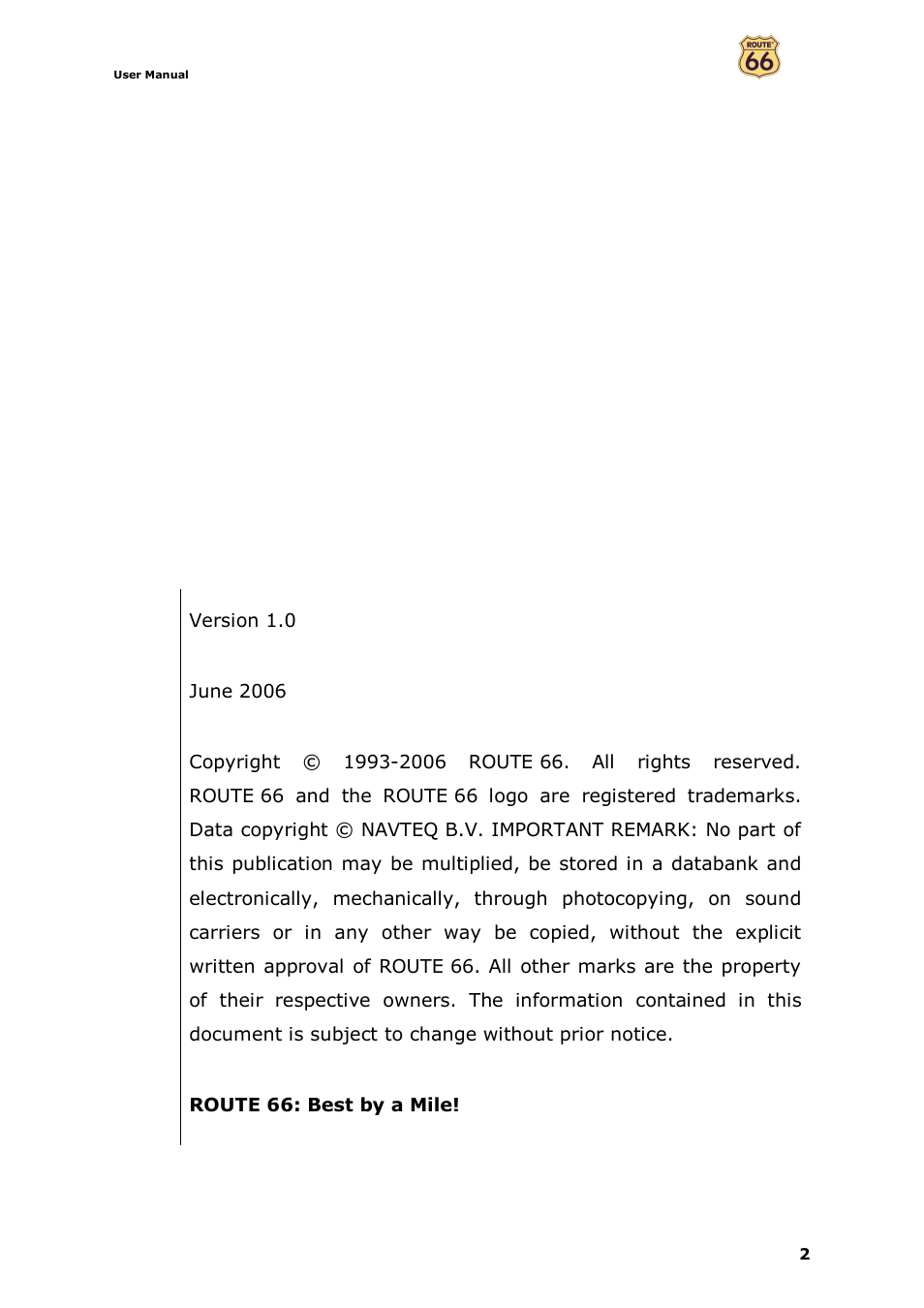 ROUTE 66 Mobile 7 WMS User Manual | Page 2 / 71