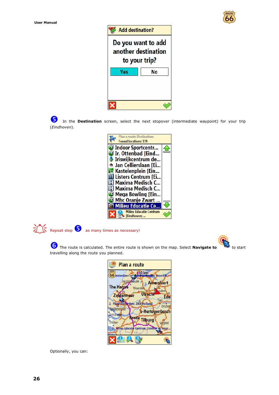 ROUTE 66 Mobile 7 WMS User Manual | Page 26 / 71