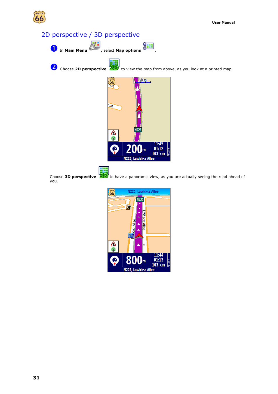 2d perspective / 3d perspective | ROUTE 66 Mobile 7 WMS User Manual | Page 31 / 71