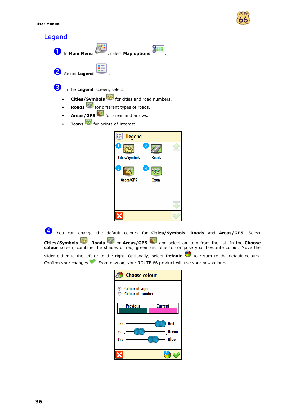 Legend | ROUTE 66 Mobile 7 WMS User Manual | Page 36 / 71
