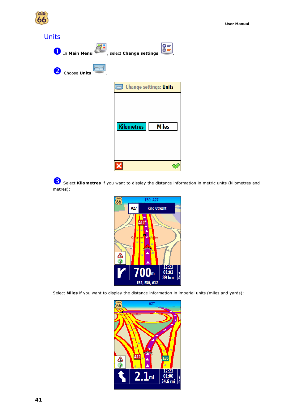 Units | ROUTE 66 Mobile 7 WMS User Manual | Page 41 / 71