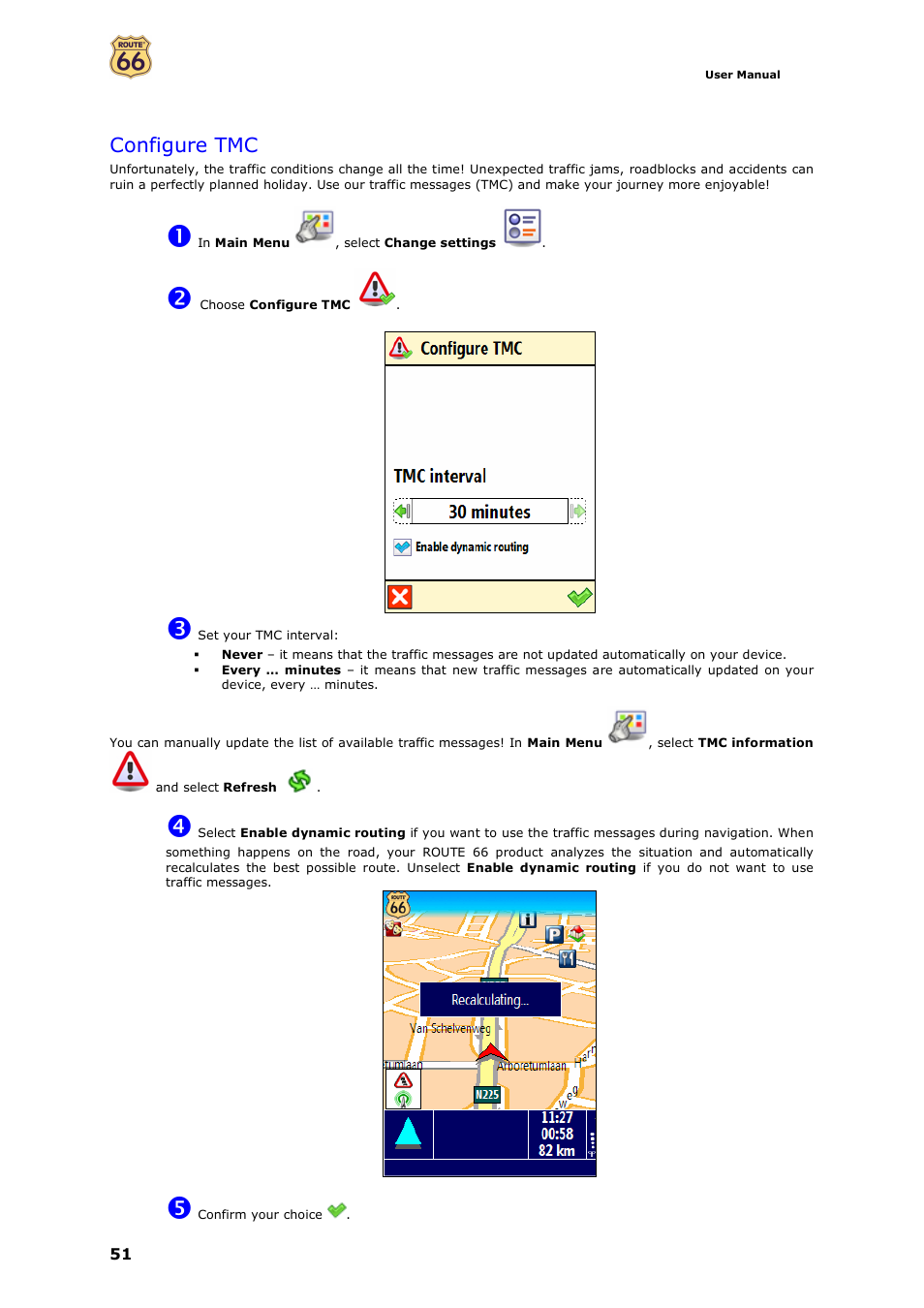 Configure tmc | ROUTE 66 Mobile 7 WMS User Manual | Page 51 / 71