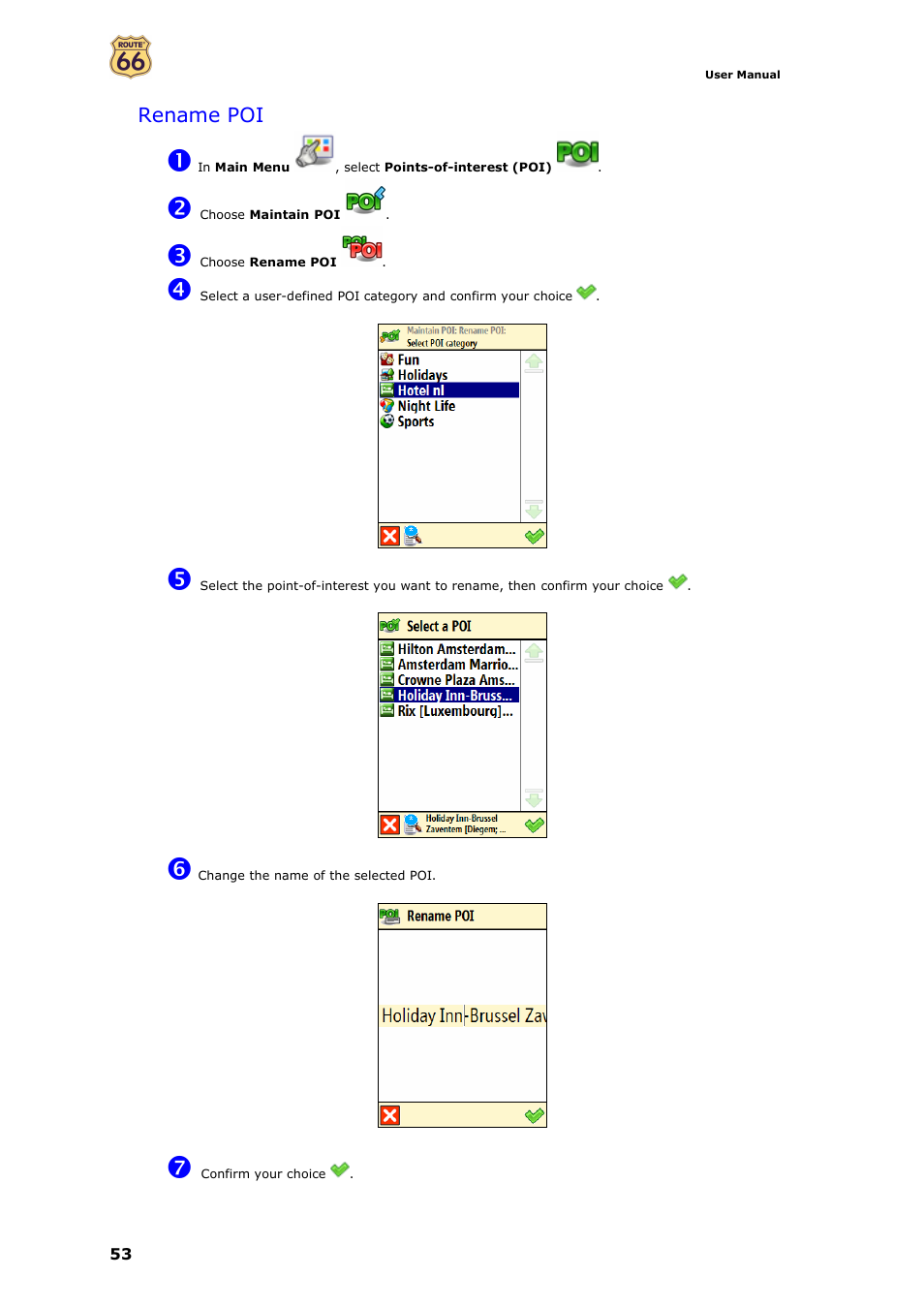 Rename poi | ROUTE 66 Mobile 7 WMS User Manual | Page 53 / 71