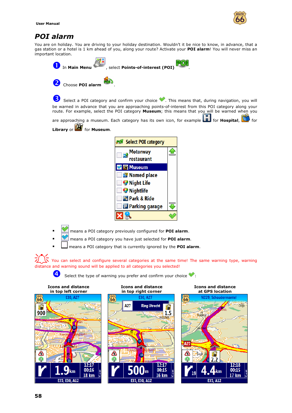 Poi alarm | ROUTE 66 Mobile 7 WMS User Manual | Page 58 / 71