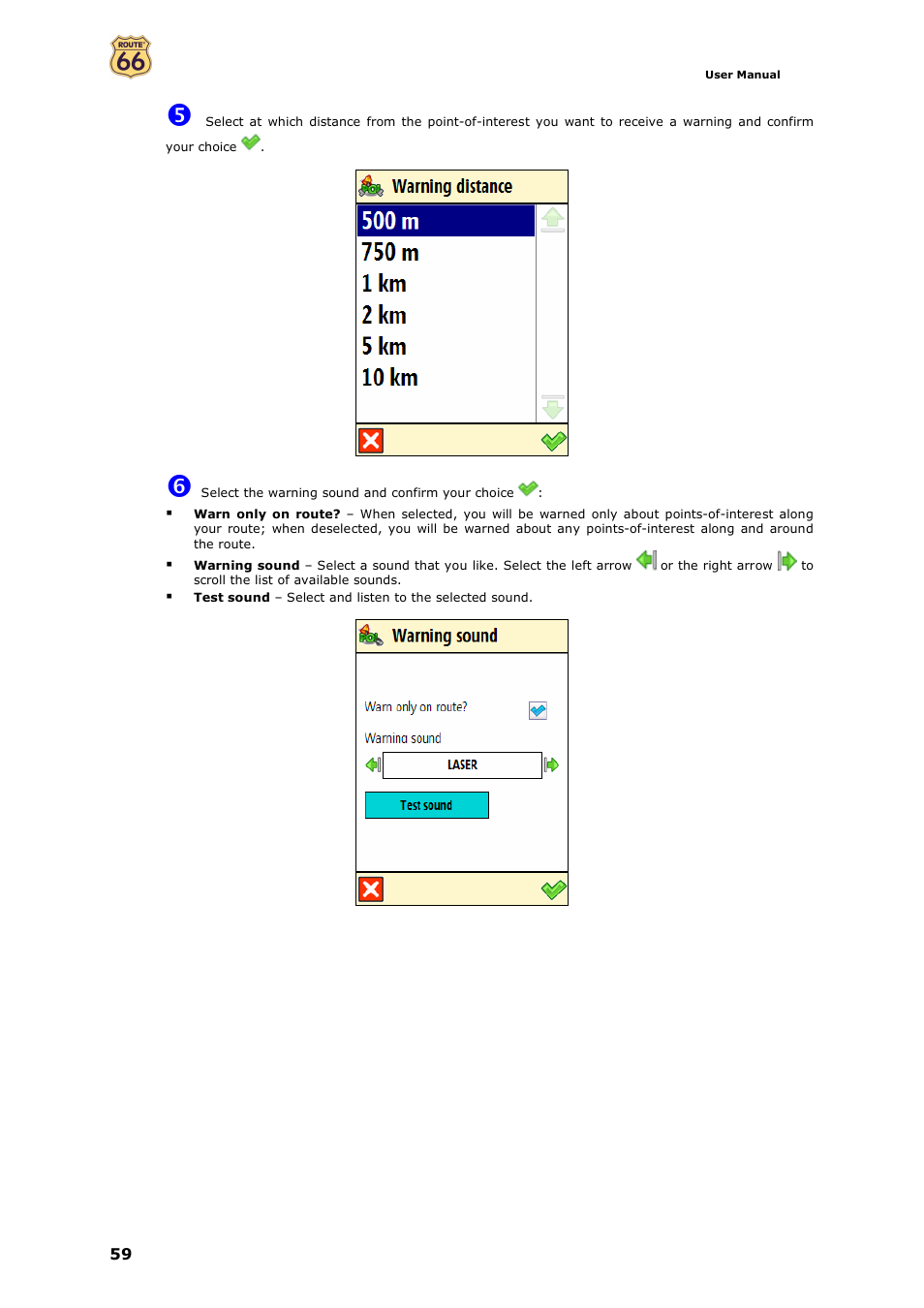 ROUTE 66 Mobile 7 WMS User Manual | Page 59 / 71